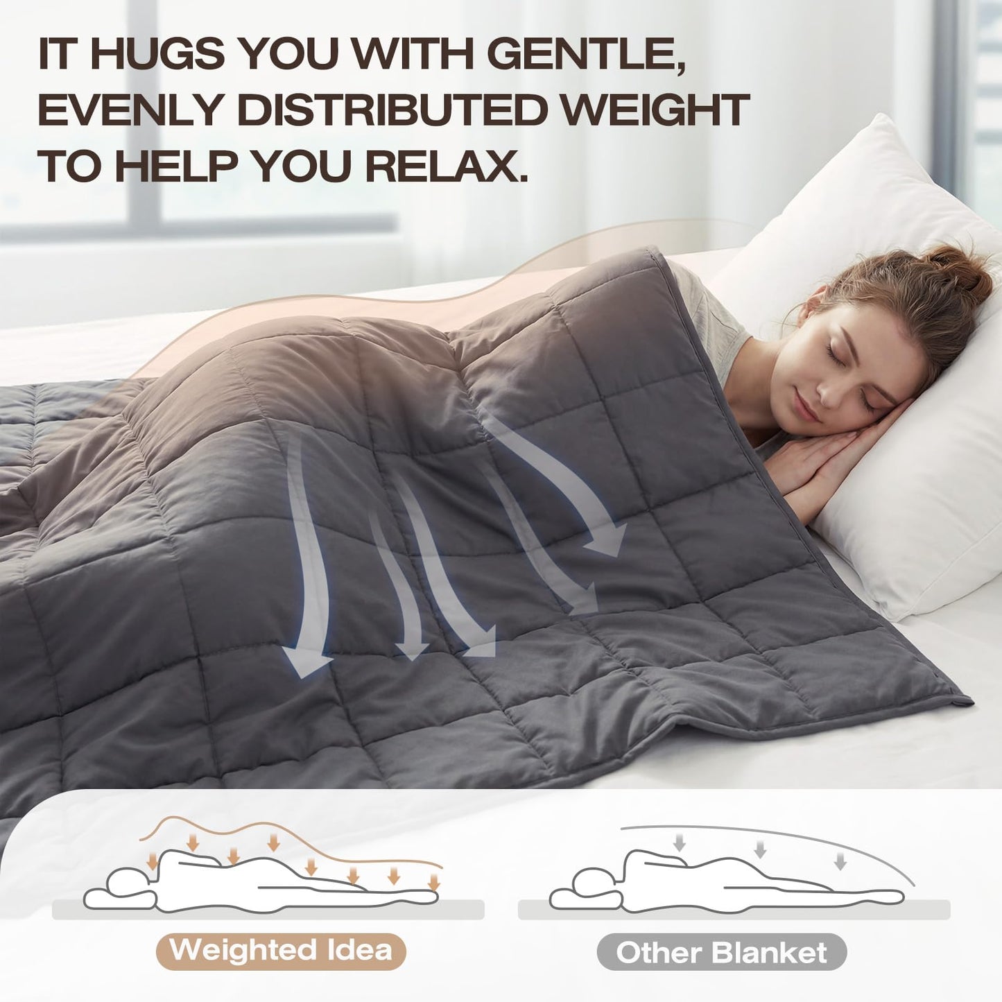 Weighted Blanket for Adults (20lbs, 60"x80") Heavy Blanket with Premium Glass, Cooling Weighted Blanket for Sleeping, Queen Size Perfect for 190-210 lbs, Soft Breathable Blanket, Dark Grey