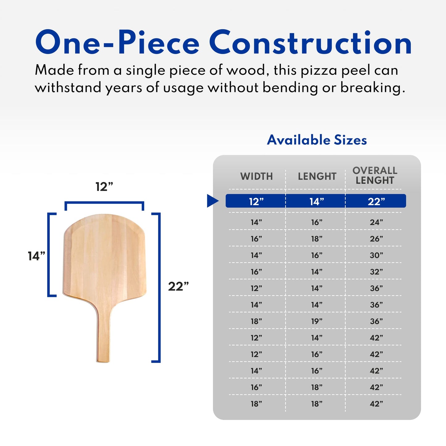 New Star Foodservice 50295 Restaurant-Grade Wooden Pizza Peel, 16" L x 14" W Plate, with 8" L Wooden Handle, 24" Overall Length
