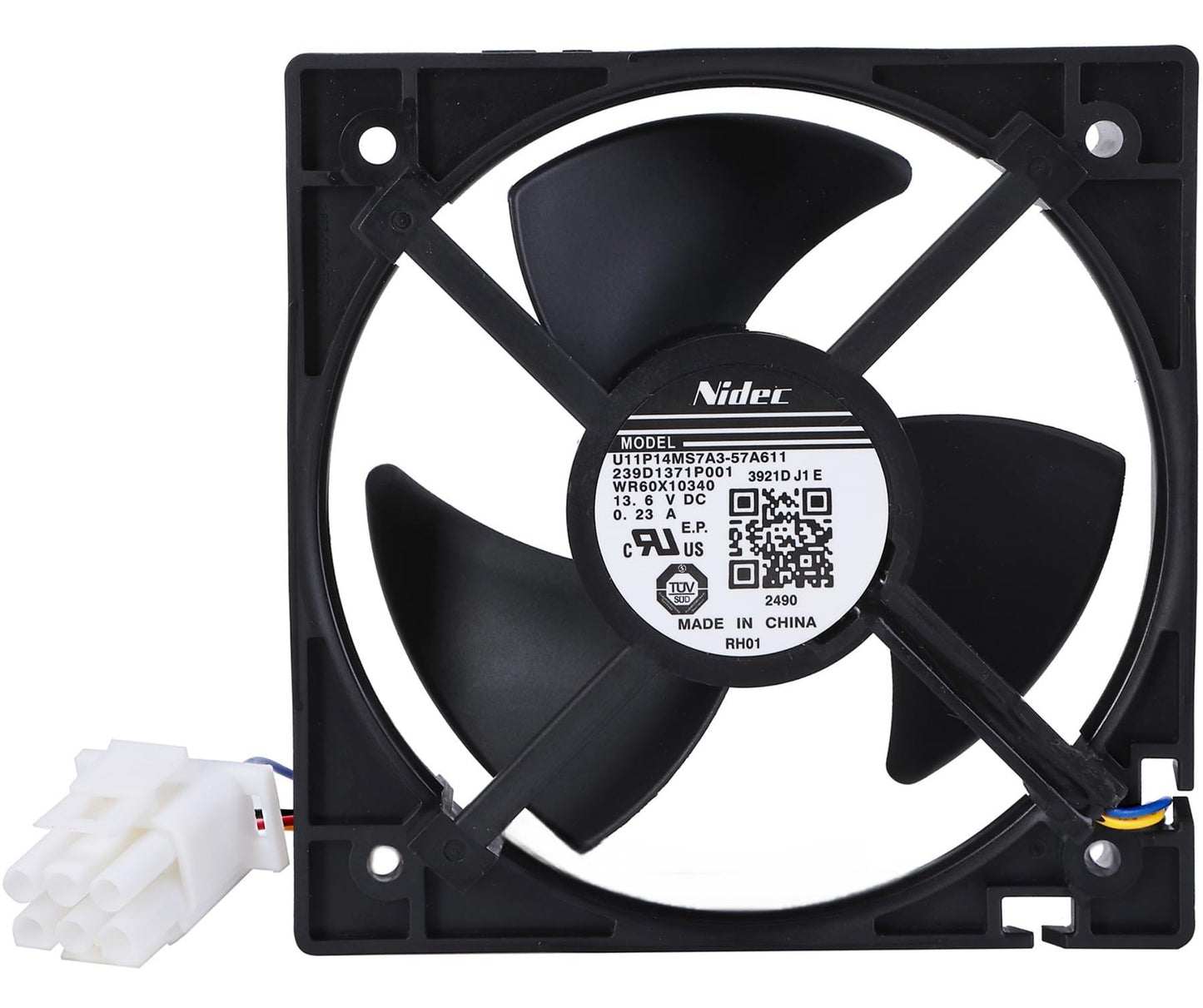 WR60X10340 Refrigerator Freezer Evaporator Fan Motor Fit for GE Refrigerator U11P14MS7A3-57A611 239D1371P001 Replaces AP6891698 PS12727431 EAP12727431 4931166 DC13.6V 0.23A Size: 4.4 x 4.4 Inch