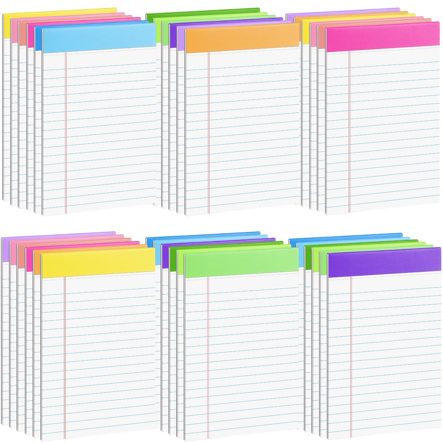 36 Pack Legal Pads Bulk, 5x8 Inch Rainbow Notepad, Note Pads Wide Ruled Perforated Memo Pad for Work Study Daily Note Taking List, Lined Writing Pads Memo Refills Notepads for Office Home School