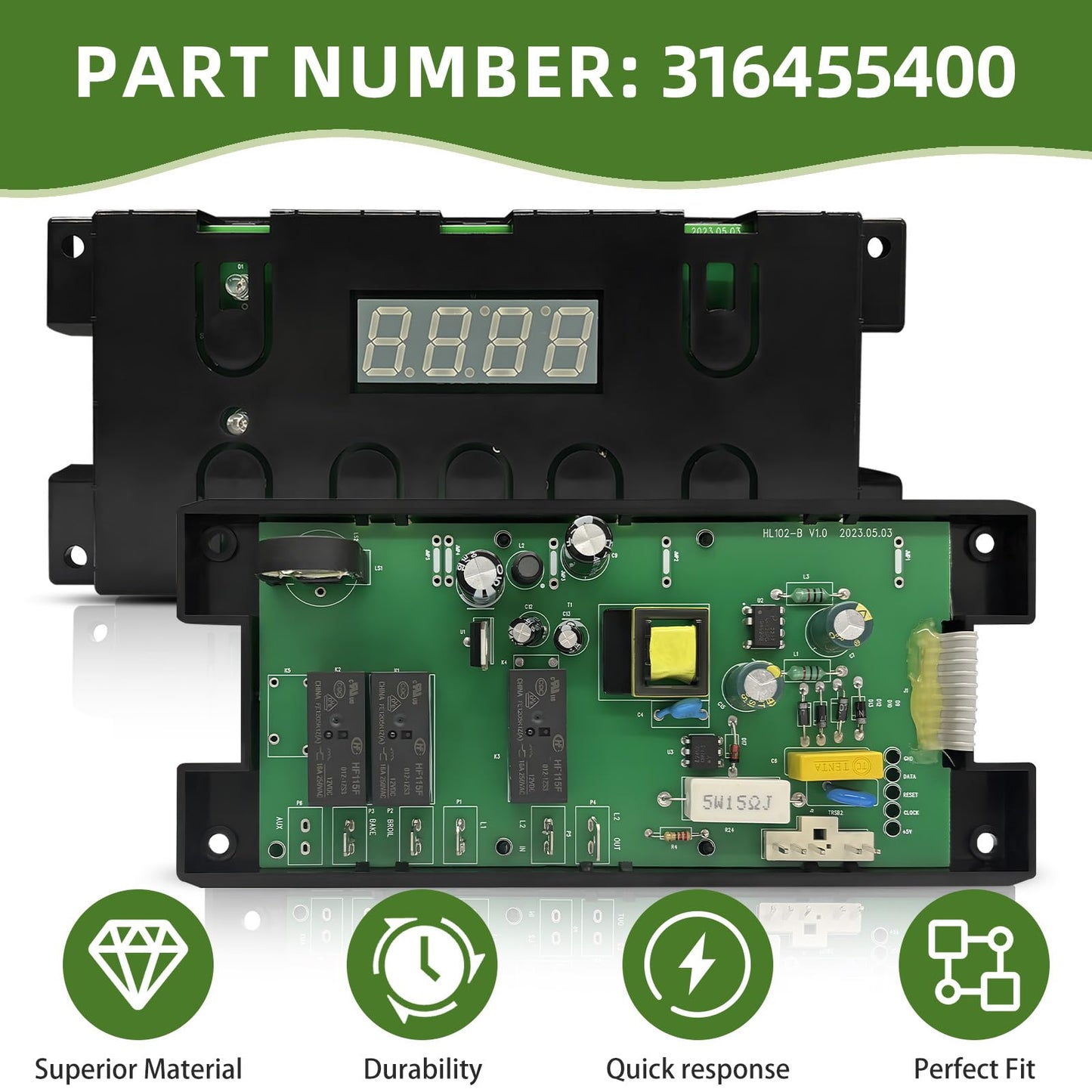 Durable Oven Range Stove Clock Control Board - Directly Replaces 5304518660, Designed for FRIGIDAIRE 316455400 Range Oven