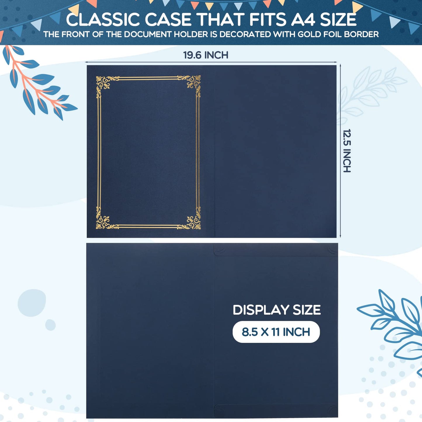 Sherr 60 Pcs Certificate Holders Certificate Covers Folders Diploma Holders with Gold Foil Border for Letter Size 8.5 x 11 Inches Diploma, Documents, Awards, Paper, Letter, Graduation(Navy Blue)