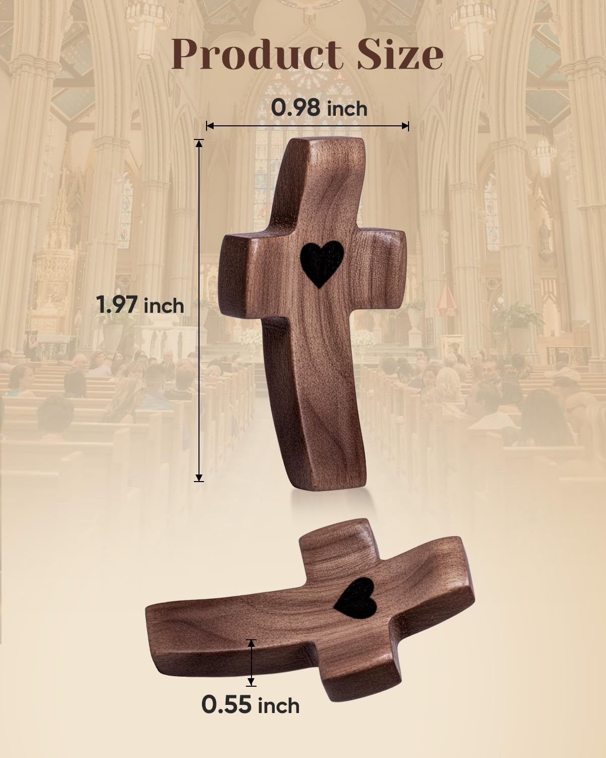 30-Pack Wooden Cross Fidget, Handmade Pocket Wood Crosses, Cross My Heart | Encouragement Gift, Relieve Anxiety for Yourself, Inspirational Easter Gift for Christian Faith, Prayer, Father Day Gifts