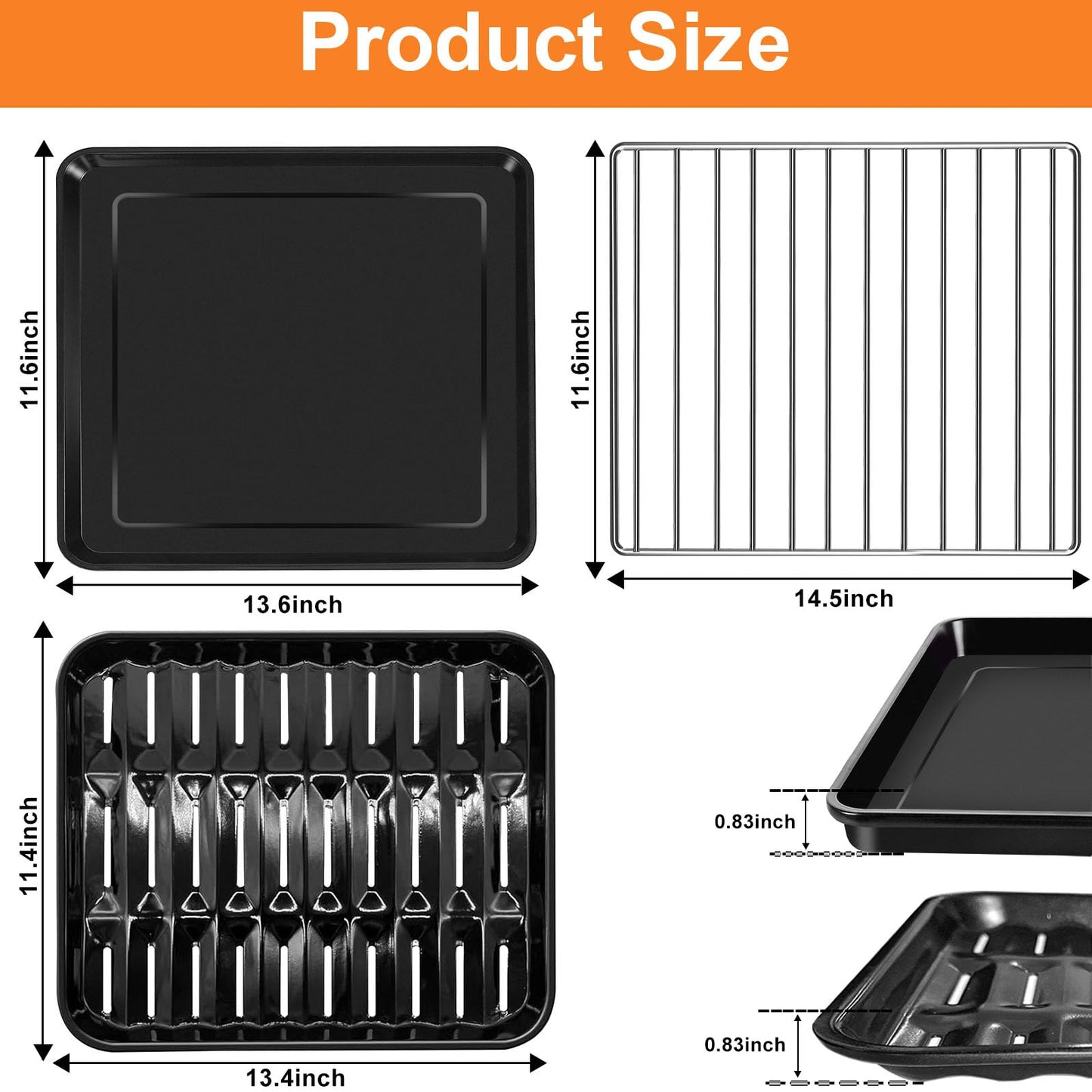 GWBSXM 3PCS Air Fryer Set for Ninja Foodi DT251 DT201 DT200 Digital Air Fryer Countertop Oven Accessories Sheet Pan, Roast Tray & Wire Rack Replacement Parts for Baking, Roasting, Dishwasher Safe