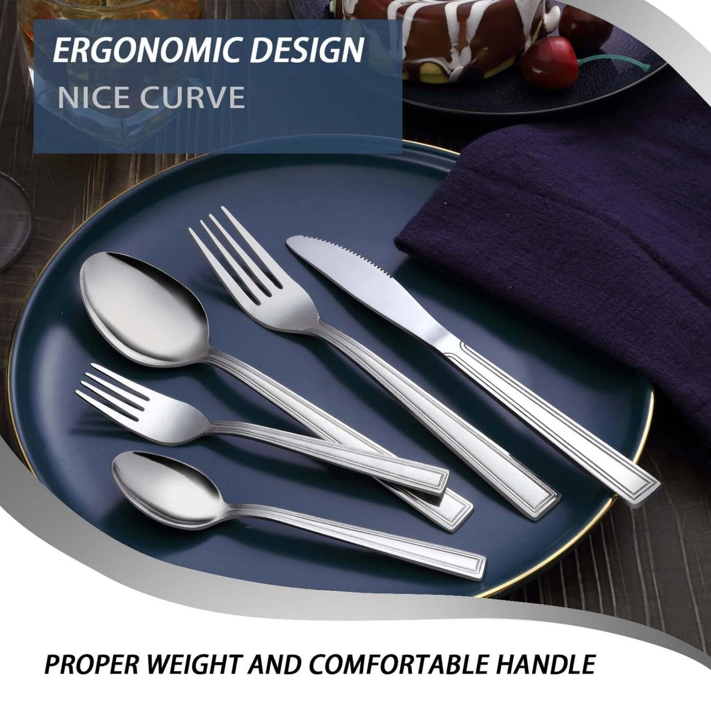 Hunnycook Silverware Set for 12-60PCS Stainless Steel Silverware Set, Include Fork Knife Spoon Set, Mirror Polished, Dishwasher Safe, Cutlery Set for Home Kitchen Restaurant
