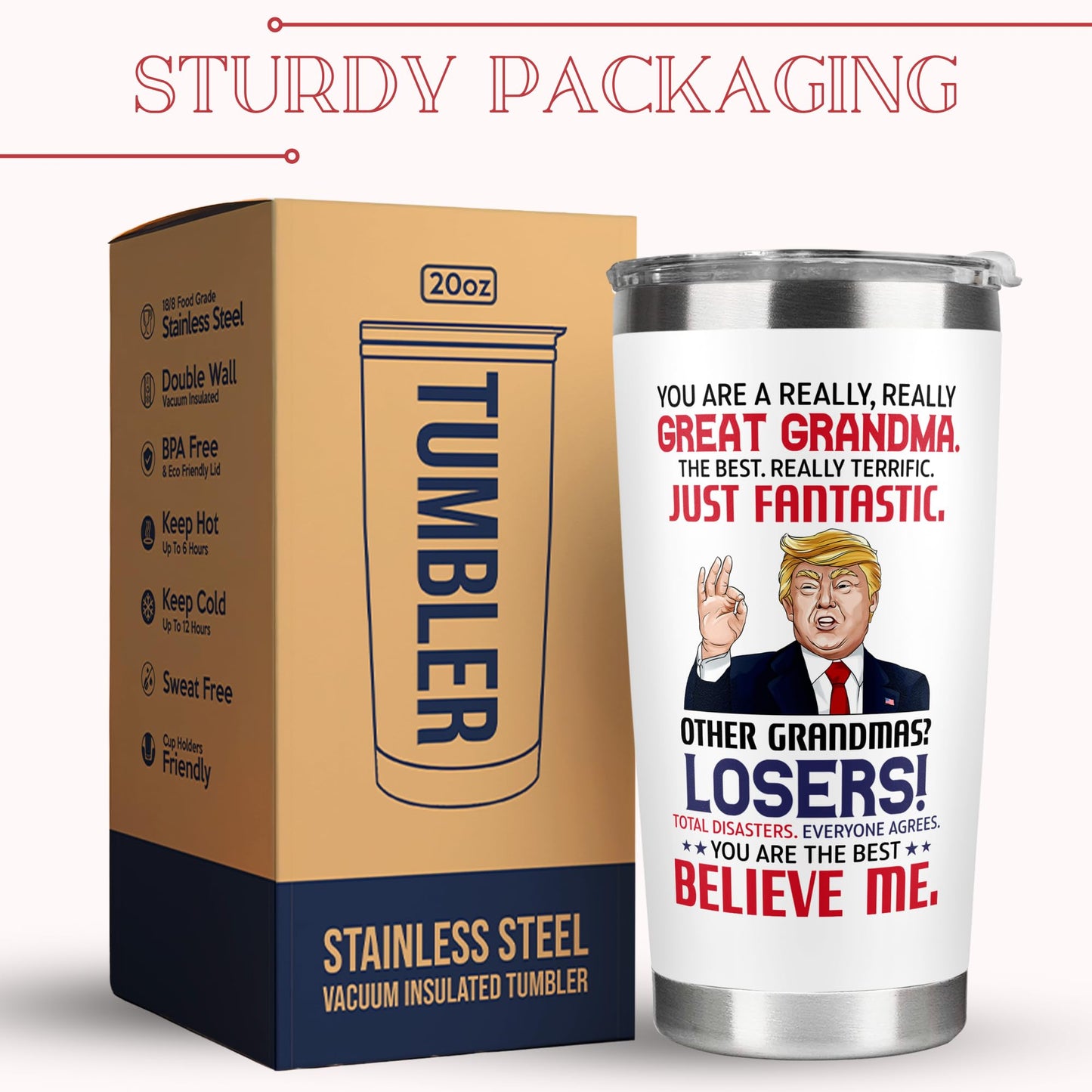 UMACVN Gifts for Grandma - Birthday, Mothers Day, Christmas Grandma Gifts from Grandchildren - Gift Ideas for Grandmother from Granddaughter, Grandson, Grandkids - 20 Oz Stainless Steel Tumbler