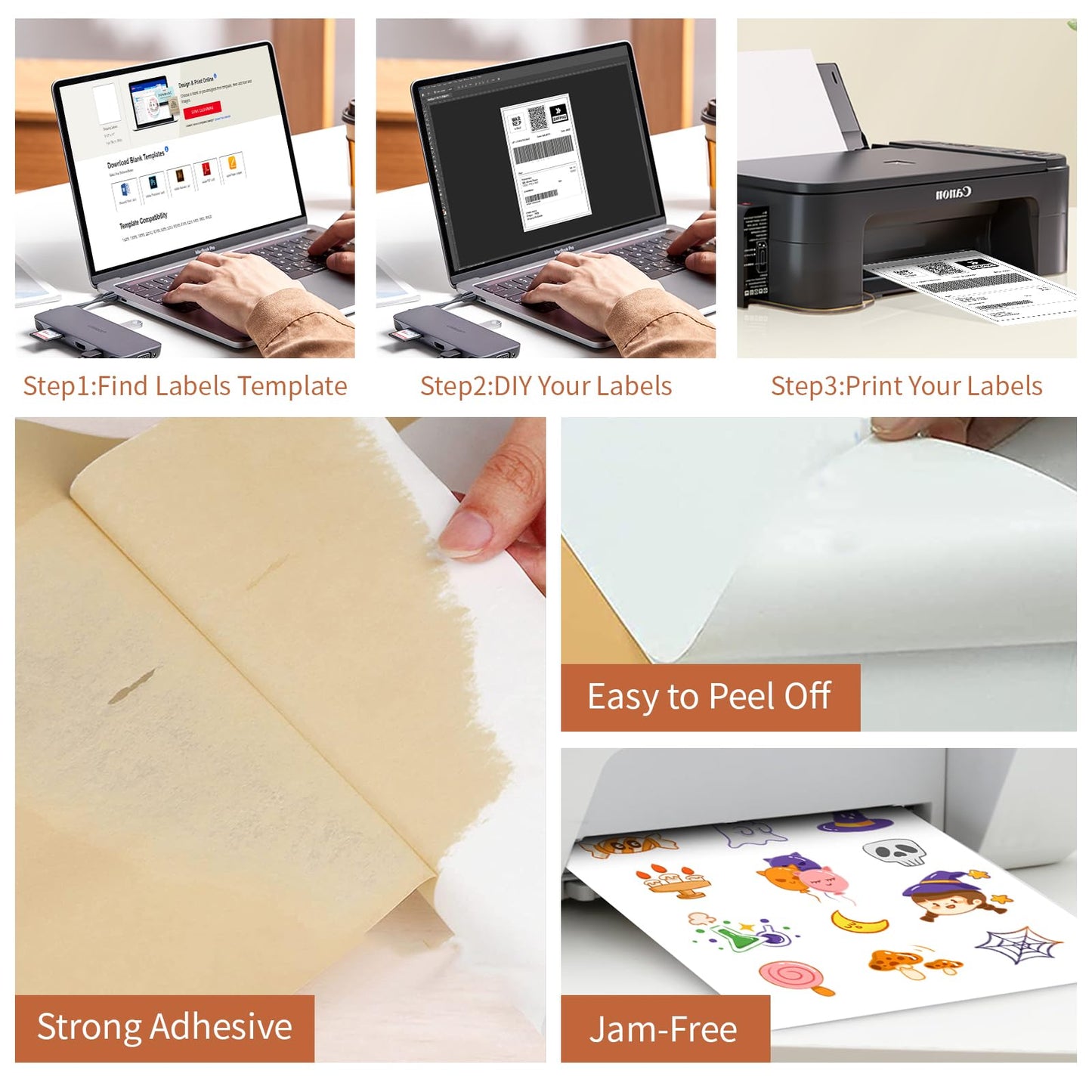 Full Sheet Sticker Labels, 8.5" x 11" Shipping Labels Paper (500 Sheets, 500 Labels), Self Adhesive Full Sheet White Matte Label Paper, Address Sticker Labels for Laser & Inkjet Printer