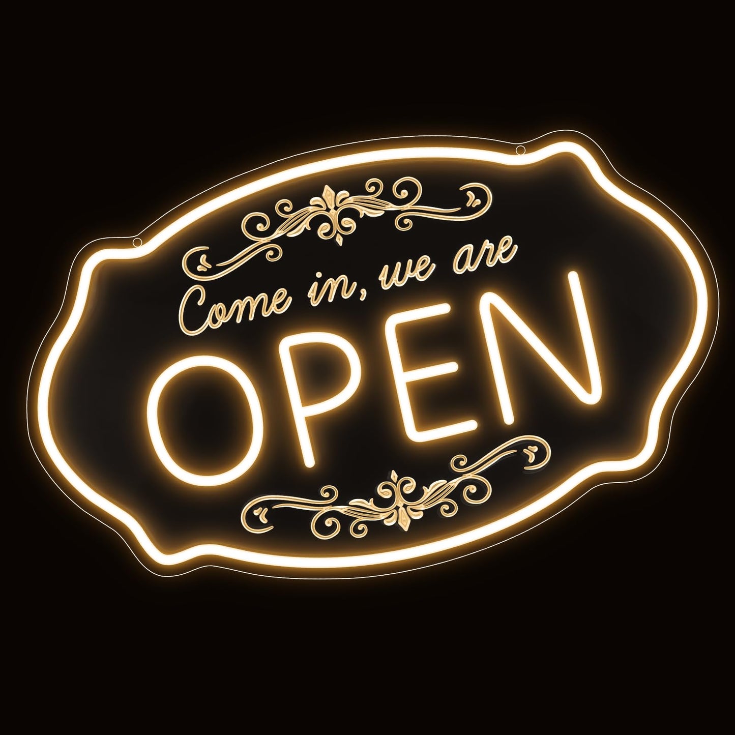 Open Sign for Business, 16.5 x 10 Inch Come In We're Open LED Neon Sign, Adjustable Brightness Warm White Window Sign for Storefront, Coffee Shop, Salon, Restaurant, Bar