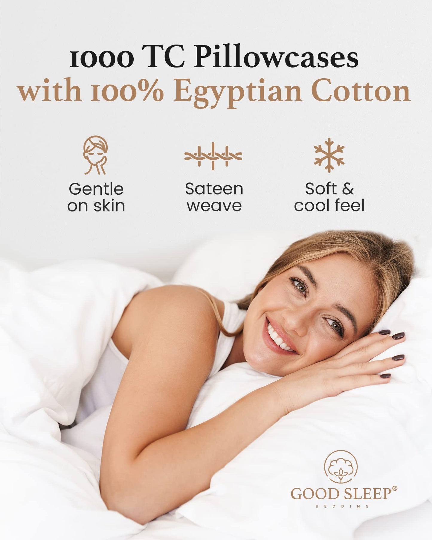 1000 TC White King Pillowcases Set of 4 100% Egyptian Cotton Pillow Cases with Long Staple Cotton & Sateen Weave, Silky Soft Hotel - Like Bed Pillow Covers for Comfy Sleeping, Snug Fit