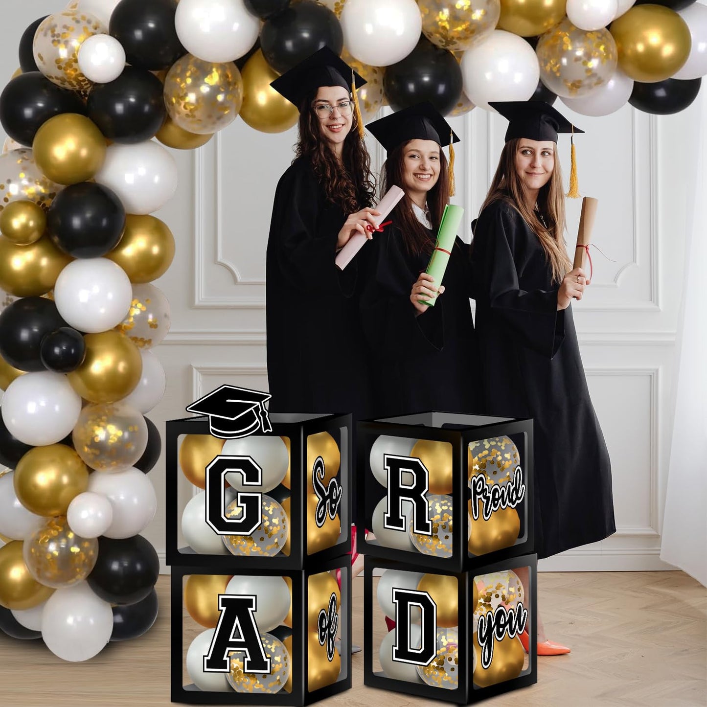 Graduation Decorations 2026, Graduation Party Decorations Graduation Balloons Arch Kit Boxes With 134Pcs Balloons, Letters 2026 Grad for Middle School High School College ect.