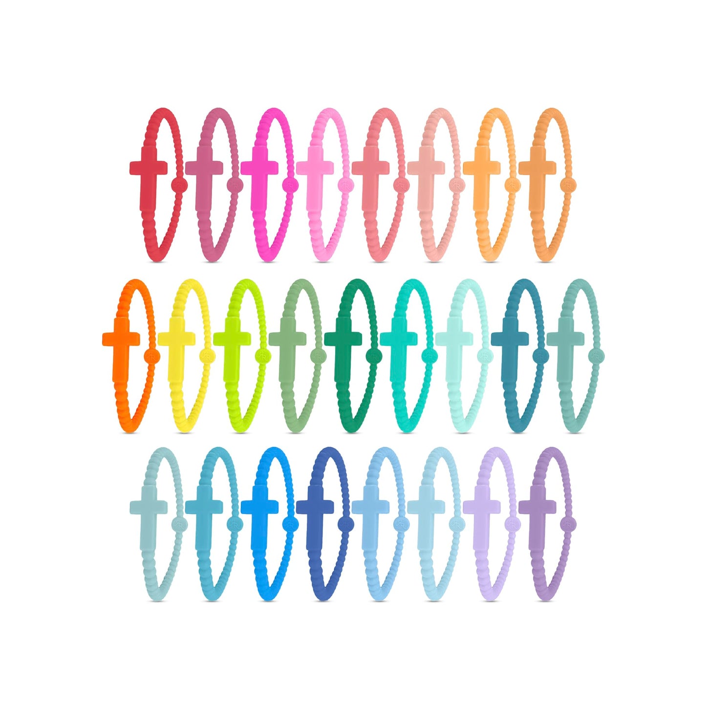 Ryan & Rose Jesus Bracelets - Cross Silicone Bracelet (Kaleidoscope (25 Pack), Small)
