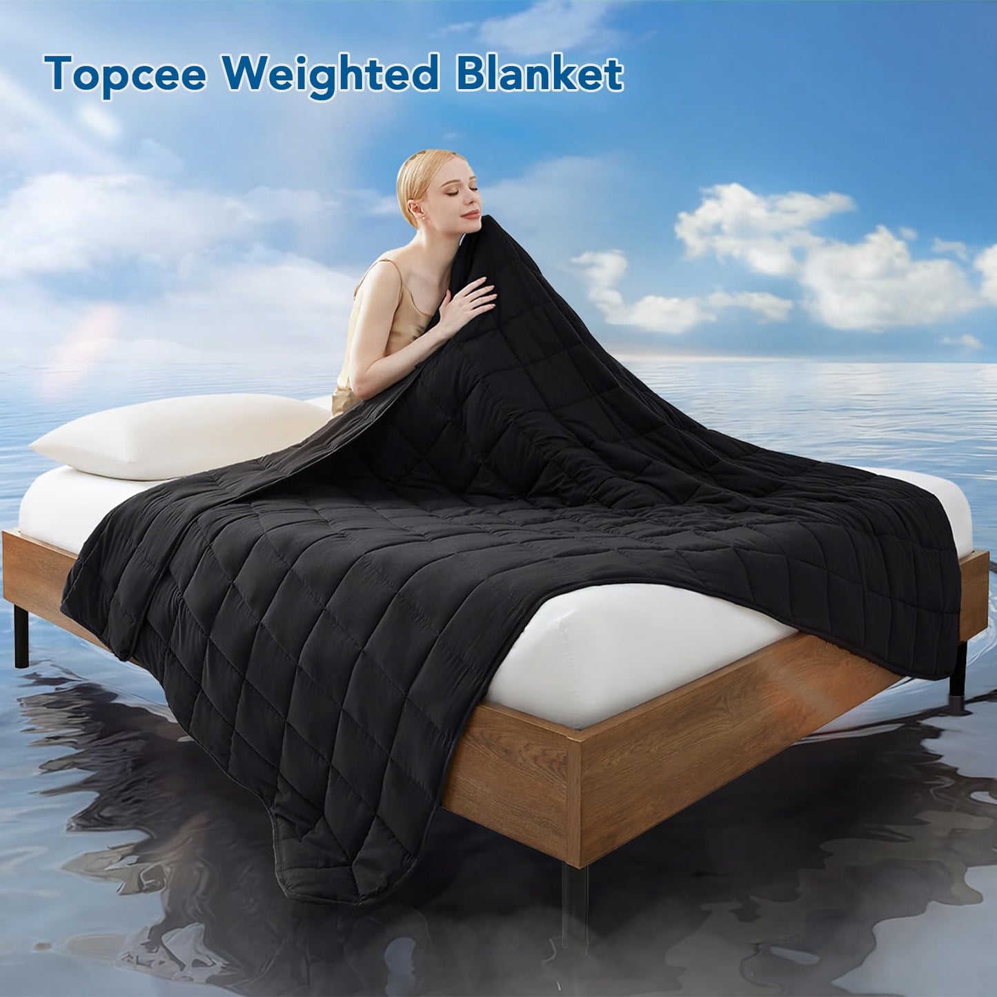 Topcee Weighted Blanket for Adults (20 lbs, 60" x 80") Queen Size Soft Cooling Heavy Blanket Sleeping, Apply to 190-210 lbs Body, Thick Breathable Blanket with Glass Bead, Easy Care