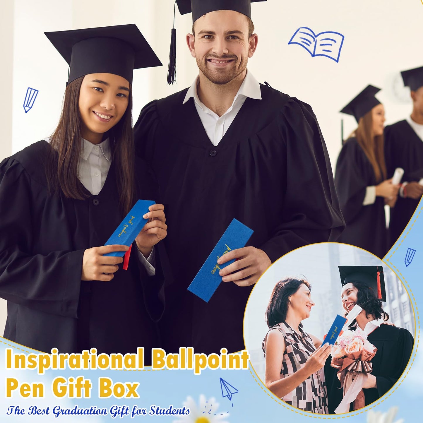 Chivertion 24 Set Class of 2026 Graduation Gifts Bulk Inspirational Congrats Grad Ballpoint Pen with Gift Boxes Engraved Motivational 2026 Graduation Gifts for Senior College Students(Blue)