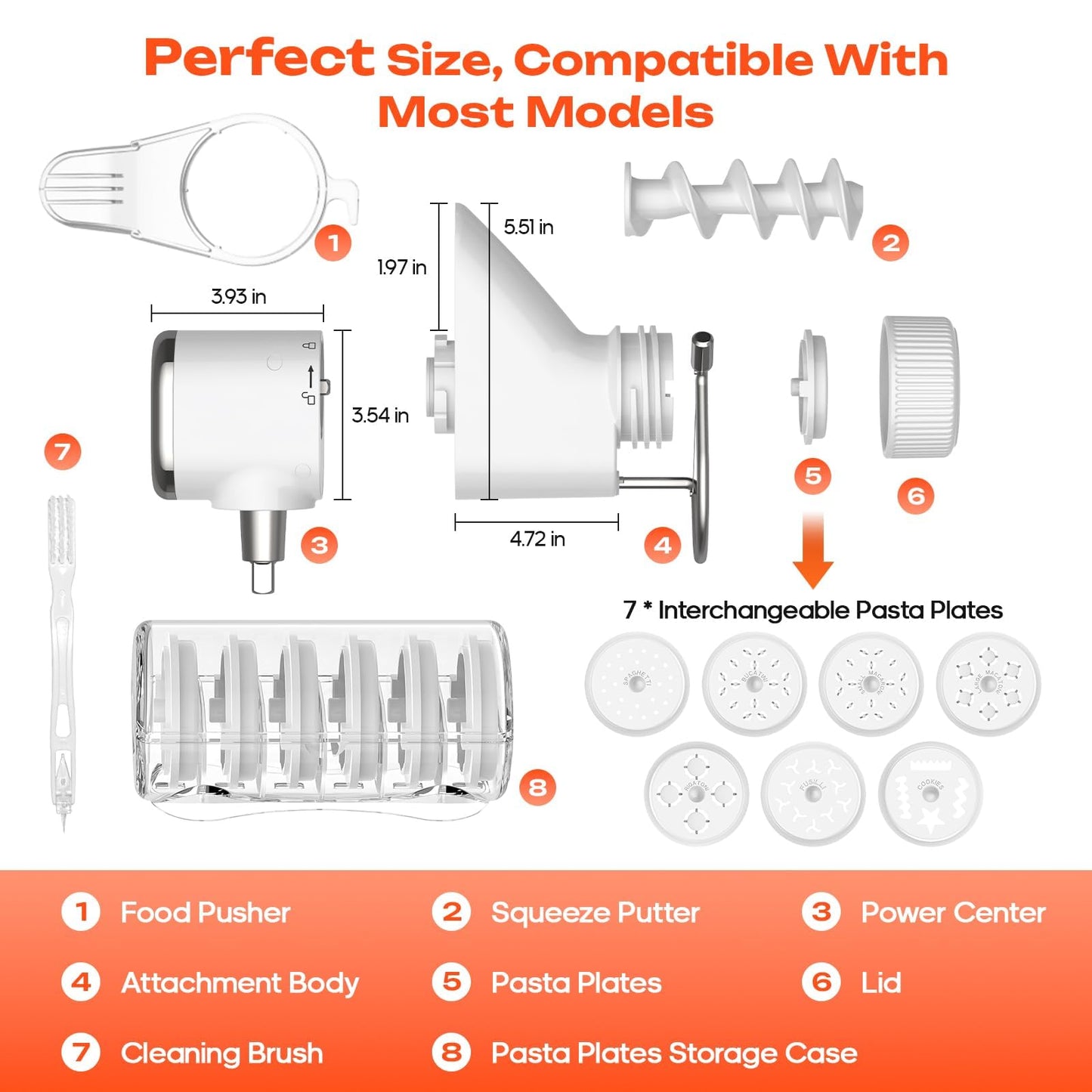 Gourmet Pasta Press Attachment for KitchenAid Stand Mixers, Pasta Maker Kitchenaid Attachment With 7 Interchangeable Pasta Plates, For Kitchen aid Pasta Attachment
