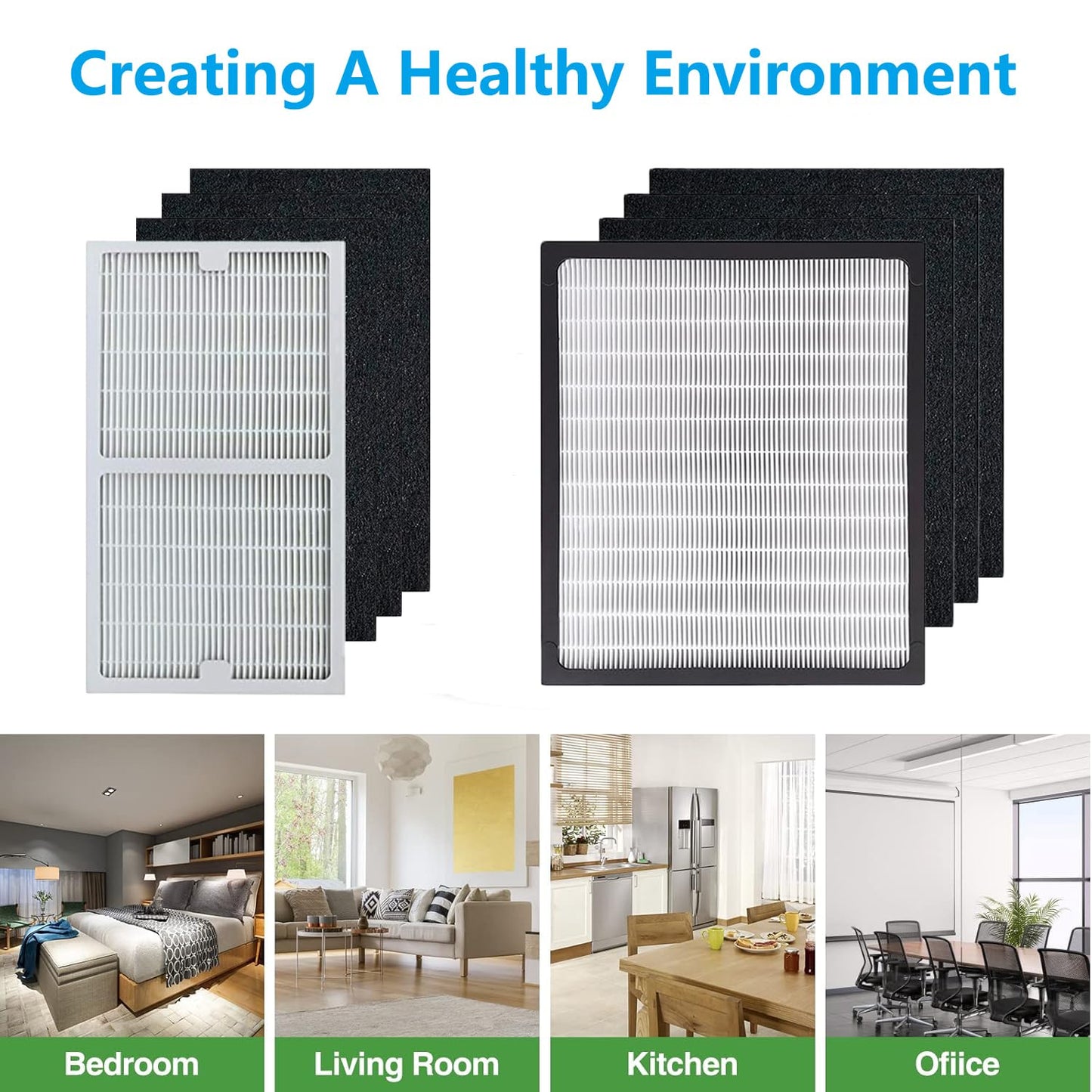 Replacement Filter C + D Compatible with Idylis IAP-10-280 Air Purifier Include 1 C+1 D HEPA Filter & 6 Carbon Filters, Part # IAF-H-100C IAF-H-100D