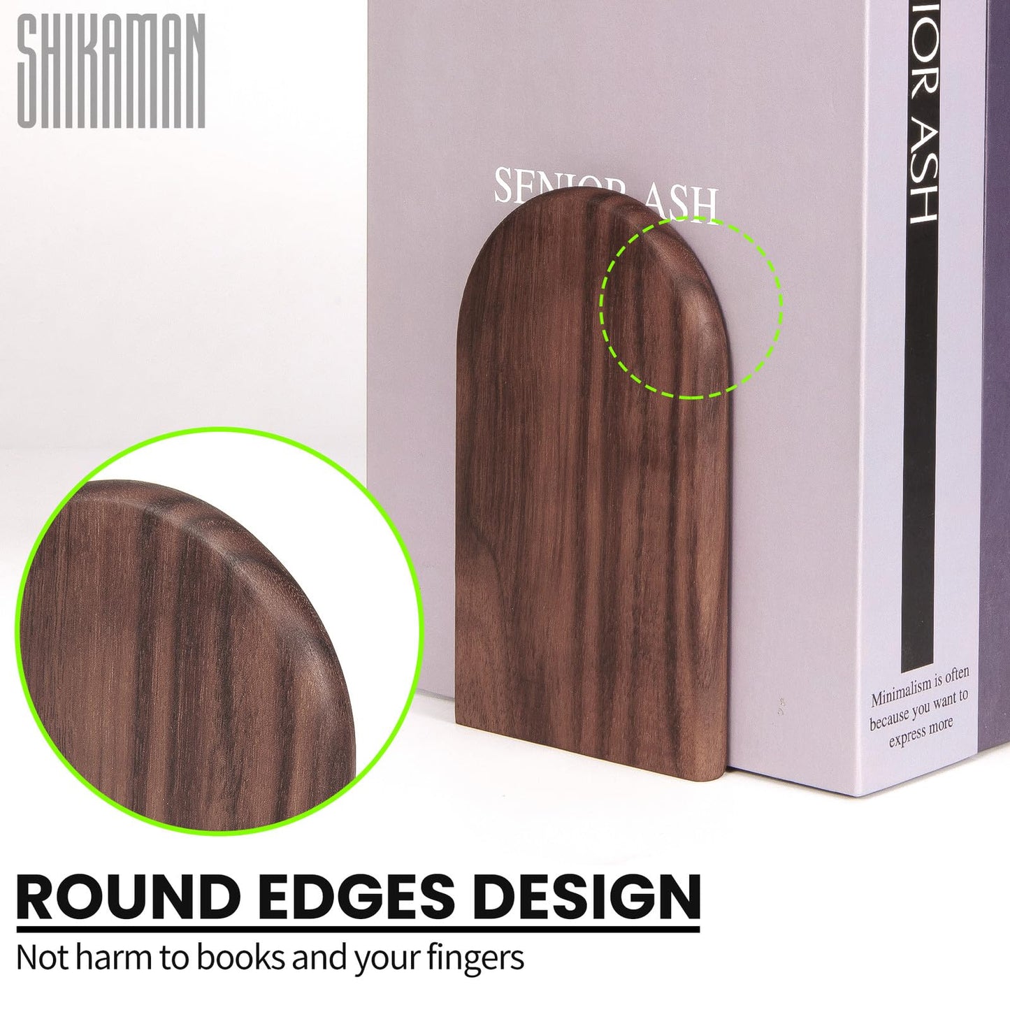 Book Ends,4 Pack Medium Bookends Wood Book Ends Universal Economy Bookend (4, Medium)