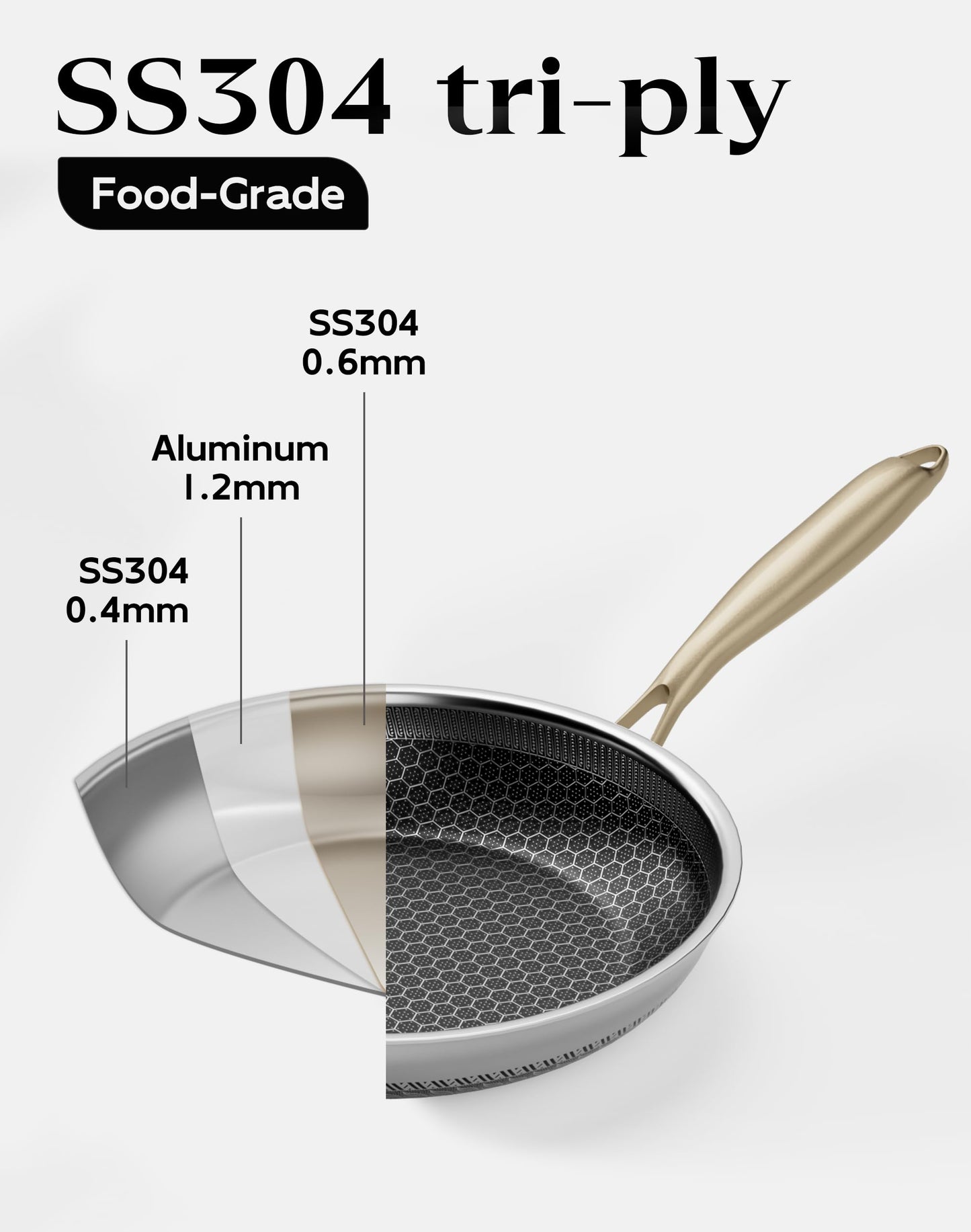 XBM Nonstick Frying Pan with Lid 10-Inch, Durable Stainless Steel Skillet, Induction Cooktop Compatible, PFOA-Free Scratch-Proof, Dishwasher & Oven Safe, Stay-Cool Handle, Silver Kitchen Cookware