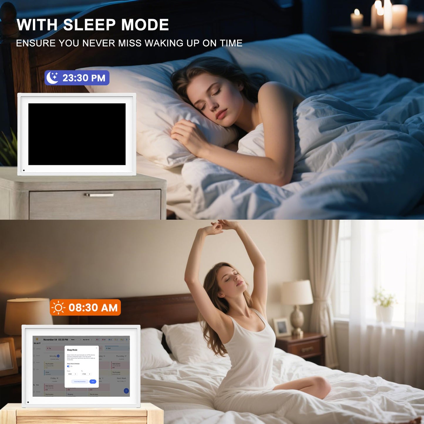 10.1 Inch Smart Digital Calendar Planner & Chore Chart, IPS HD Touchscreen Interactive Display for Family Schedules, Streamline Household Organization - Built-in Digital Picture Frames Function