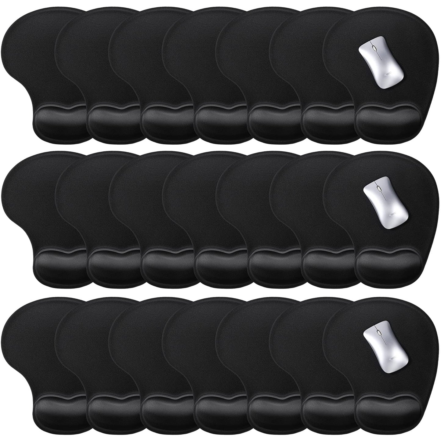 20 Pieces Ergonomic Mouse Pad with Wrist Support Gel Mouse Pad with Wrist Rest Black Pain Relief Comfortable Gaming Memory Foam Non Slip PU Base for Computer Laptop Home Office Travel