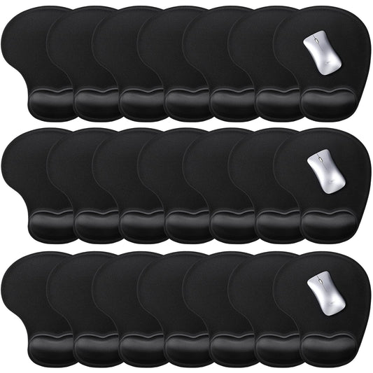 20 Pieces Ergonomic Mouse Pad with Wrist Support Gel Mouse Pad with Wrist Rest Black Pain Relief Comfortable Gaming Memory Foam Non Slip PU Base for Computer Laptop Home Office Travel