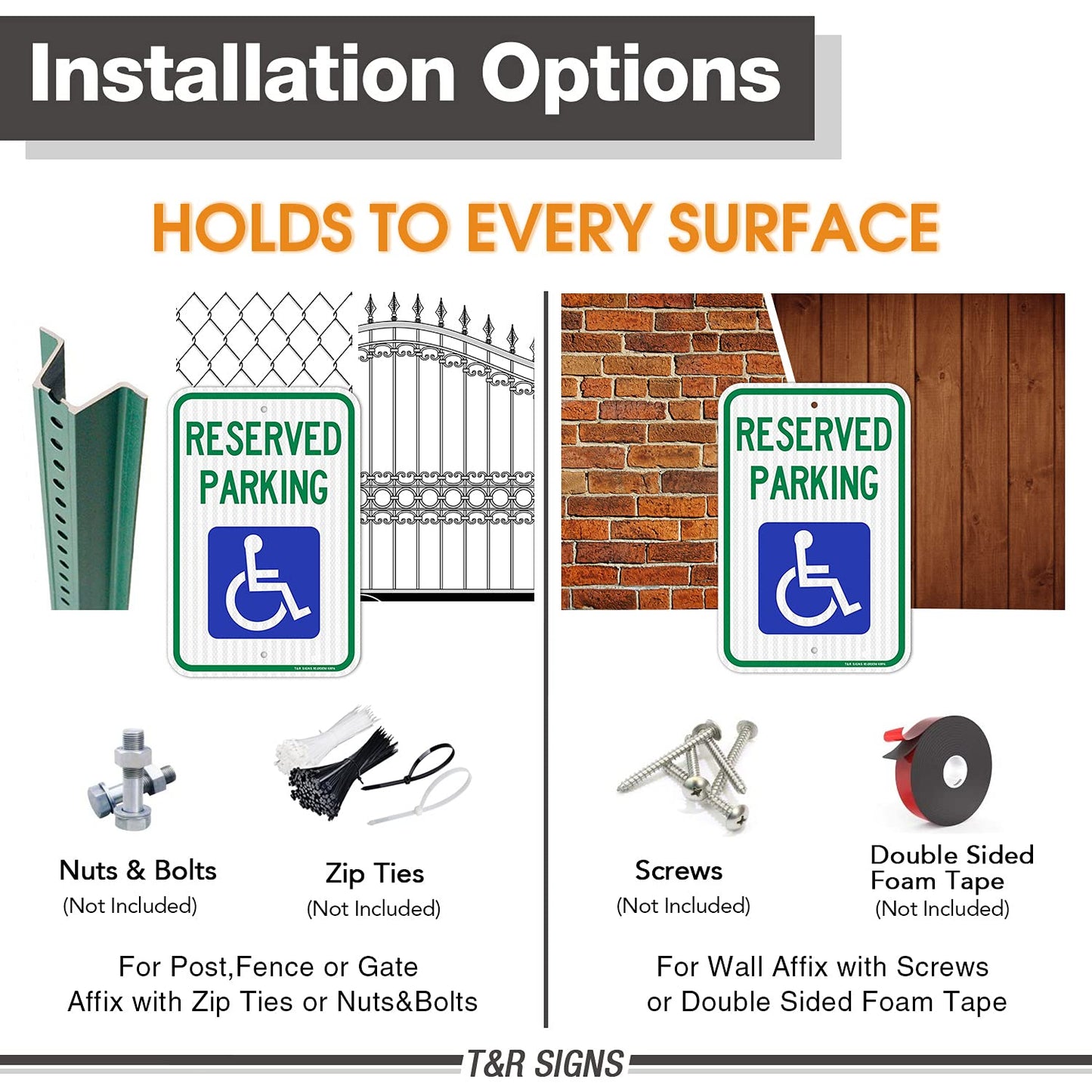 (4 Pack) Handicap Parking Sign, Reserved Parking Sign, Large 18" x 12" Engineer Grade Reflective Sheeting, Rust Free Aluminum, Weather Resistant, Waterproof, Fade Resistant, 2 Pre-drilled Holes