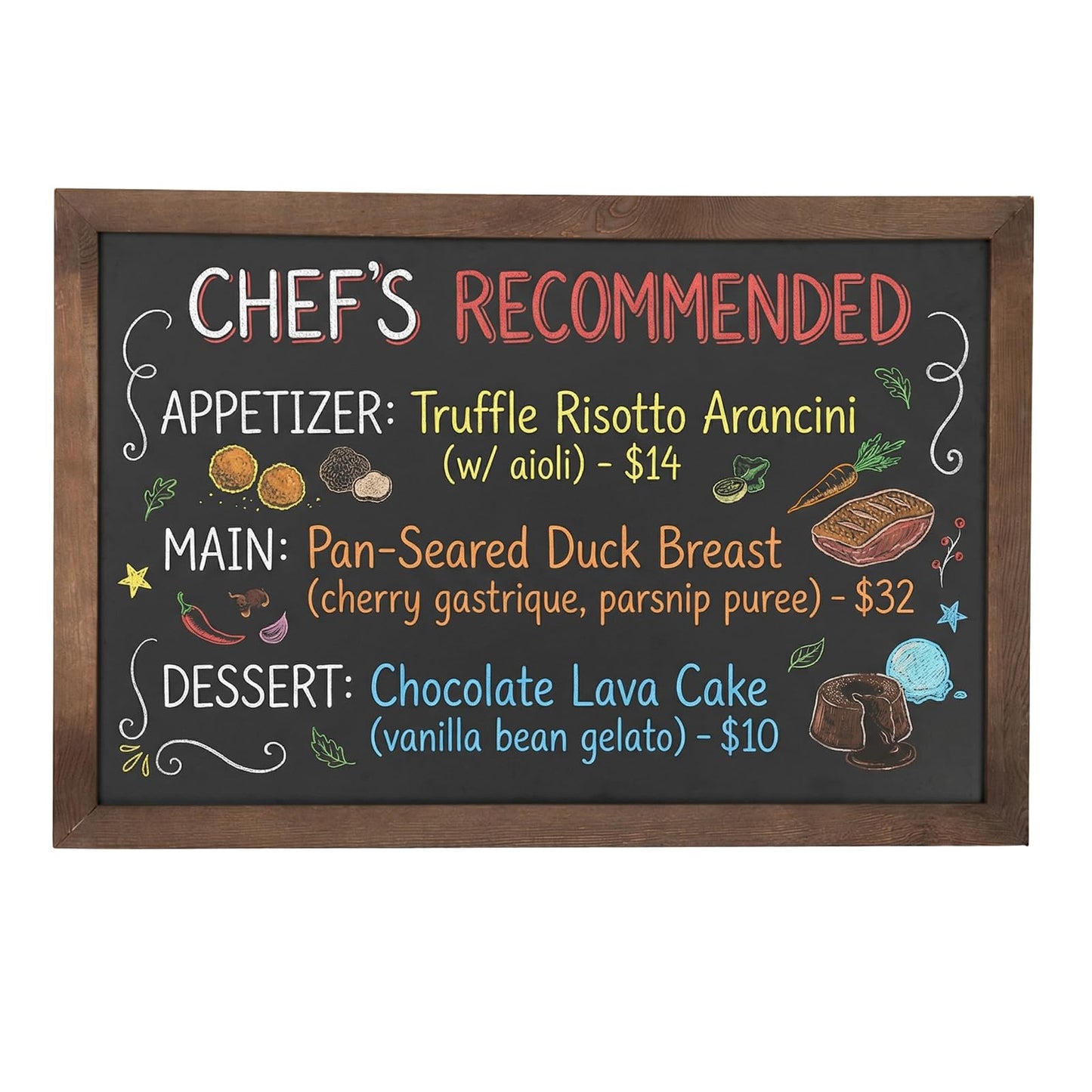 MyGift 35-Inch Wall-Mounted Chalkboard Sign, Vertical/Horizontal Hanging Torched Wood Frame Erasable Message Board