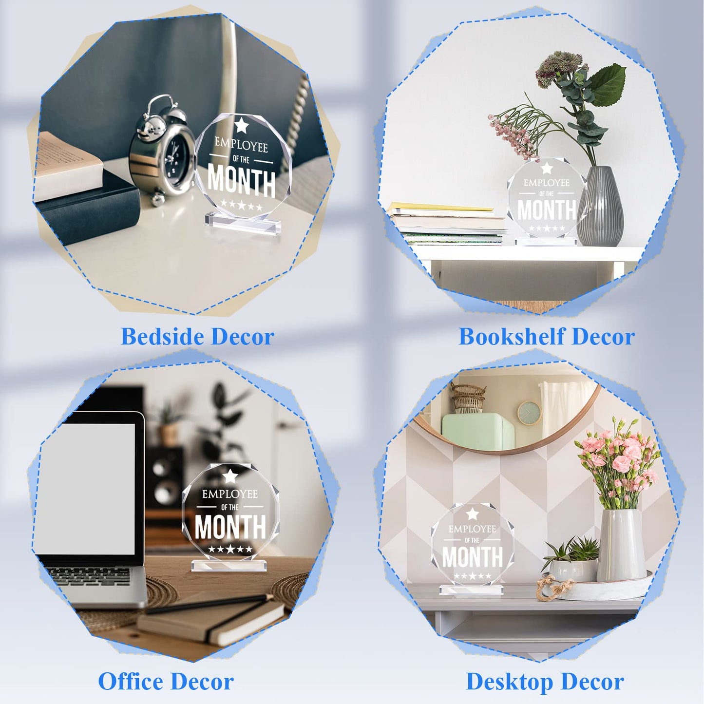 Roowest 6 Pcs Employee of The Month Plaque Employee Appreciation Gifts Inspirational Acrylic Plaque Award Keepsake Reward for Teacher Nurse Coworkers Colleague Volunteer Office Supplies