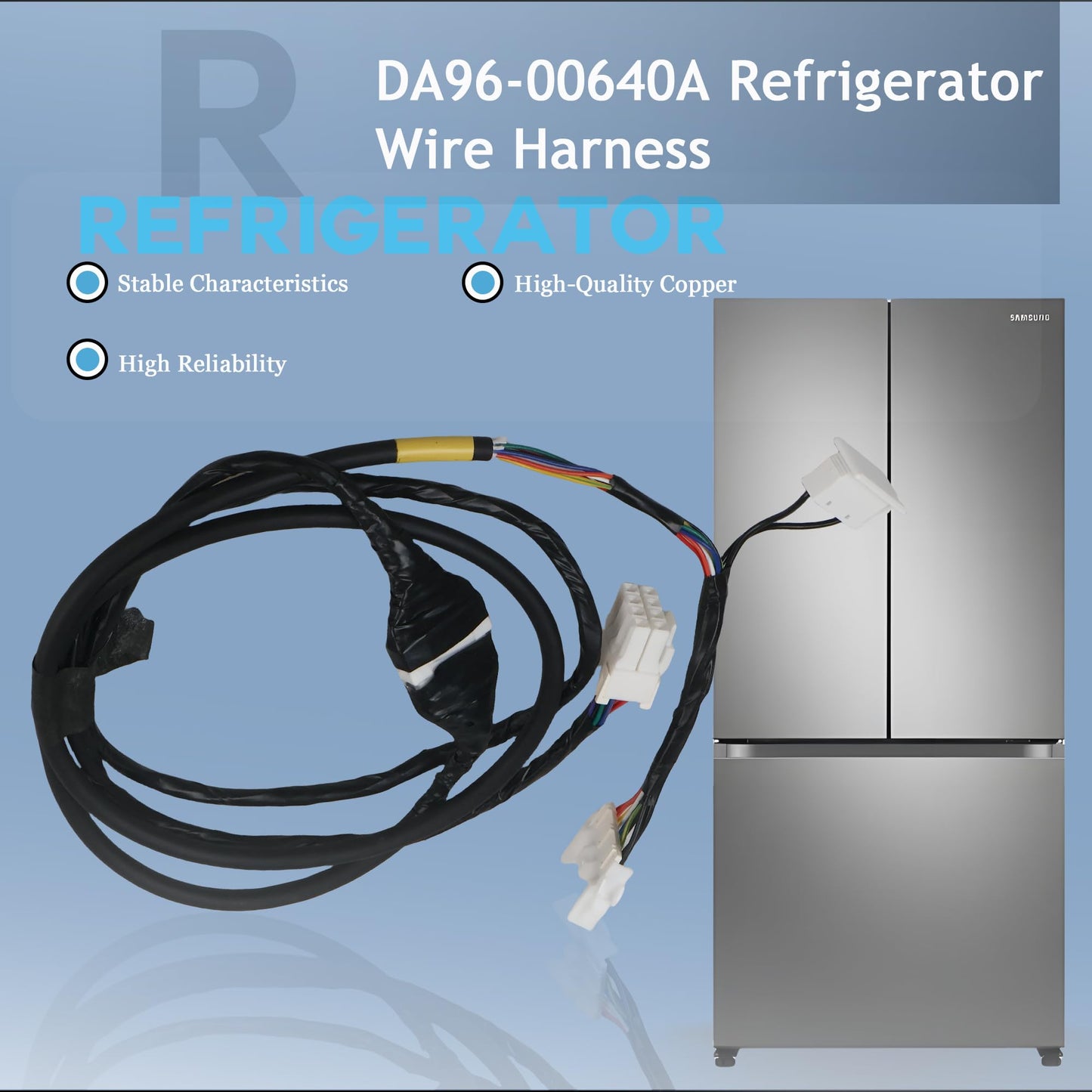 DA96-00640A Refrigerator Wire Harness Fit for Samsung Refrigerator, Replace# 3970367, AP5623877, PS4168713, EAP4168713