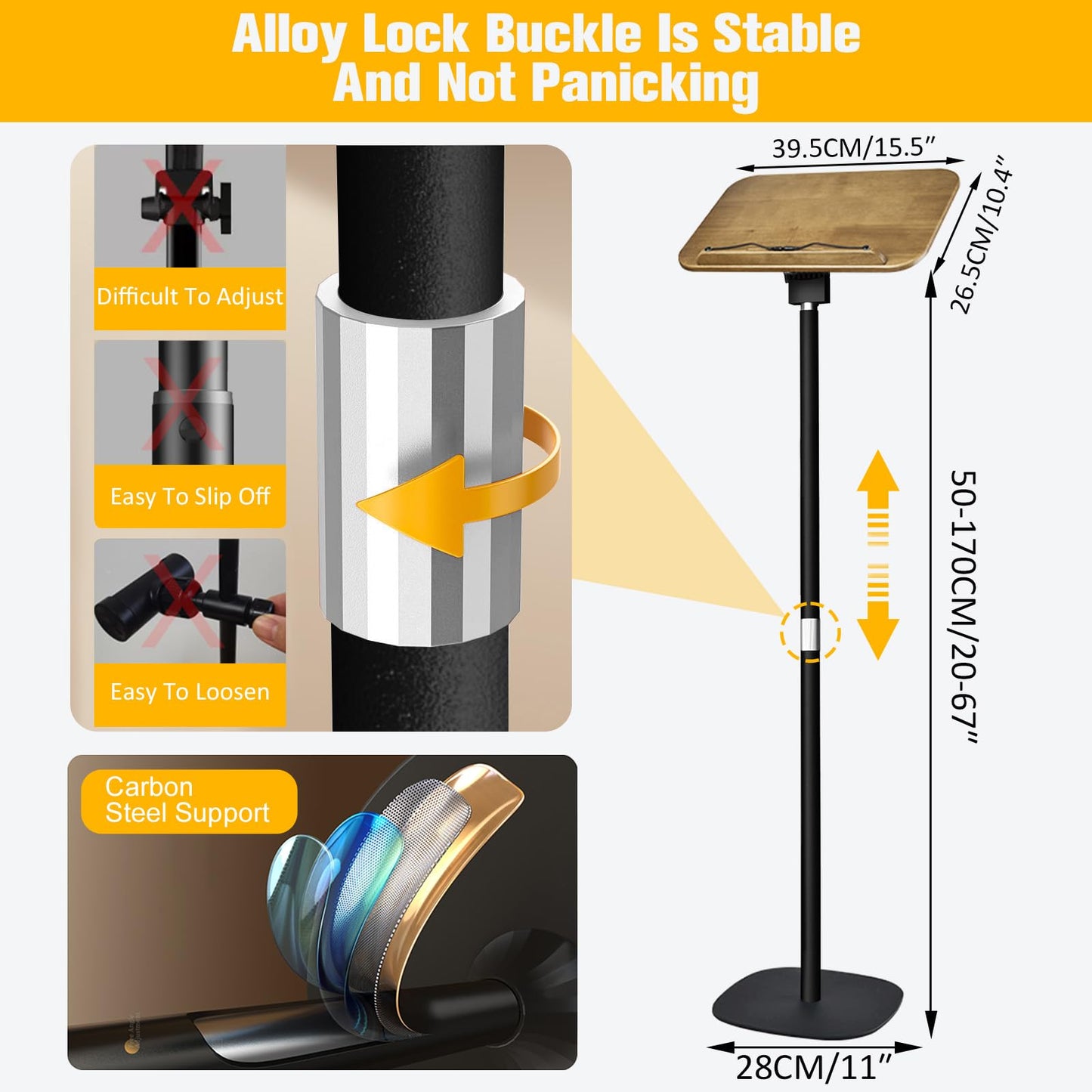 MAKUANG Music Stand for Sheet Music, 4-in-1 Book Holders for Reading Hands Free, Book Stand for Reading, Projector Stand with 180° Rotation Height Adjustable Book Holder Stand for Laptop - 170 cm