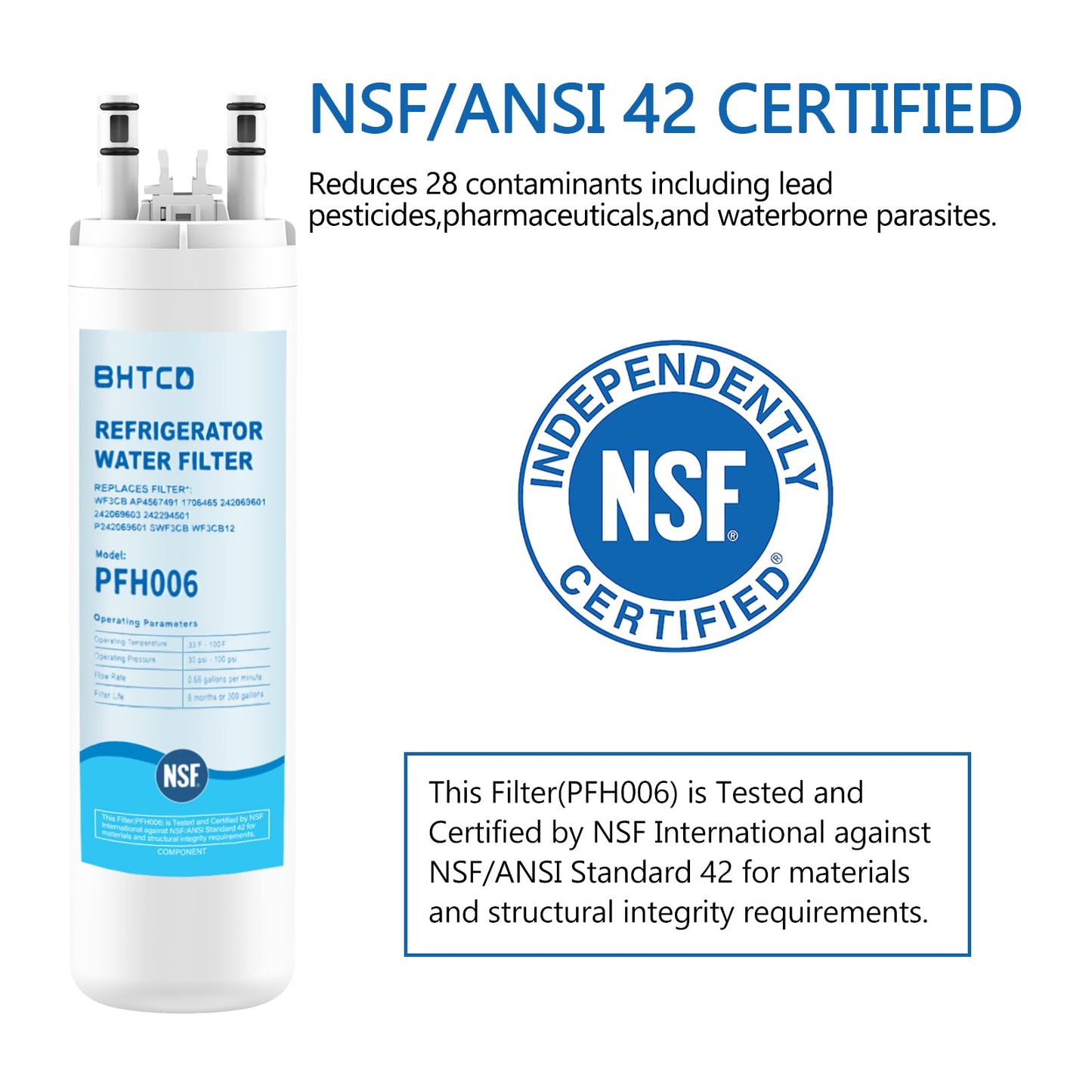 Water Filter for Frigidaire Refrigerator FFSS2615TS, FFSS2615TE, FFSS2615TP, LFSS2612TE, LFSS2612TF, FFHS2611PF, FFHS2611LW, FFSS2625TS, FFHS2622MS, FFSS2315TS, LFSS2612TP fridge Replacement Filter.