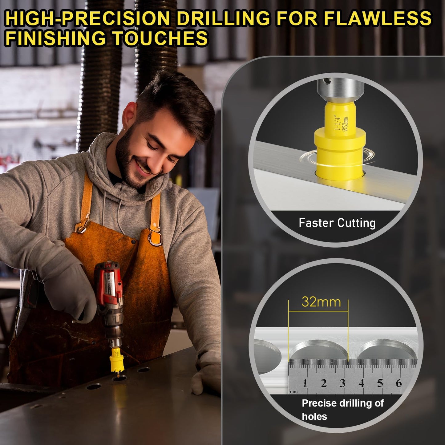 14PCS Carbide Hole Saw Kit for Metal,1/2'' to 2-1/8" TCT Hole Saw Set with Titanium-Plated Upgrade Pilot Drill bits for Stainless Steel,Hard Metal,Wood, Plastic,Iron