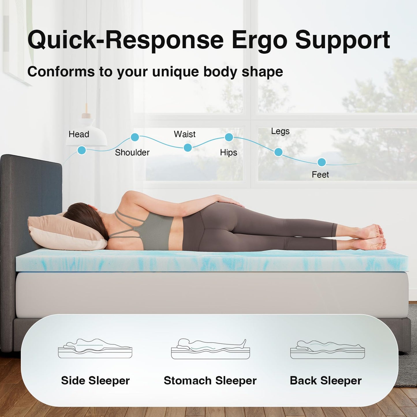 Novilla Memory Foam Mattress Topper Queen - 2 Inch Cooling Gel Infused Memory Foam | Slow-Rebound Pressure Relief | CertiPUR Certified | Comfort for Sleeper Sofa, RV, Camper, Dorm Room