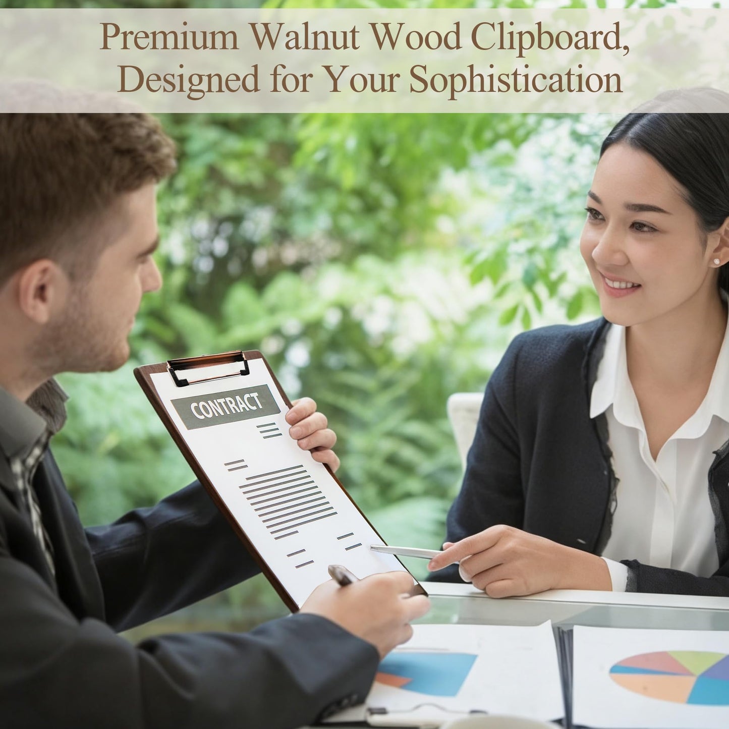 Clipboard Walnut Wood, Letter Size Clip Board with Stand, 1.54Lbs, 12.6 x 8.7 in Idea for Menu and Memos Display, Office Supplies School Classroom Homeschool Essentials Teacher Gifts Self-Service