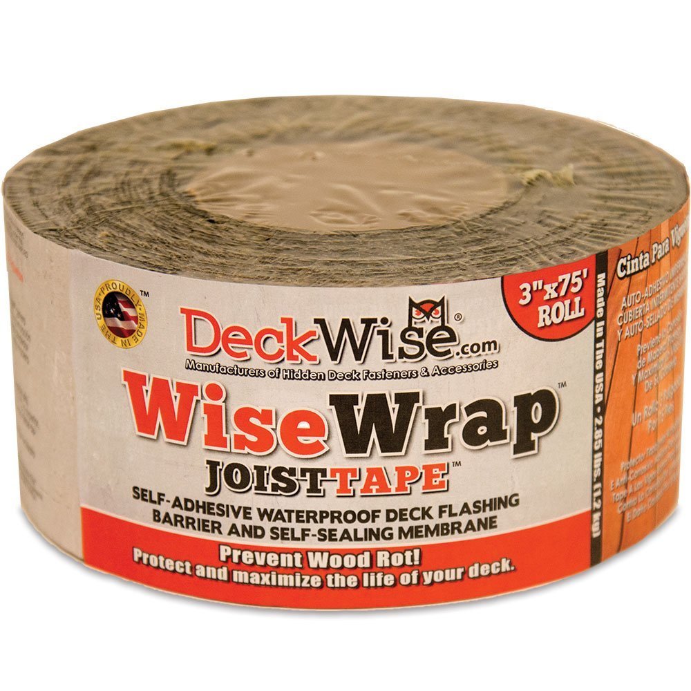 DeckWise WiseWrap JoistTape 3" x 75' Self-Adhesive Deck Joist Flashing Tape for Hardwood, Thermal Wood, PVC, Pressure Treated, and Composite Decking (1 roll)