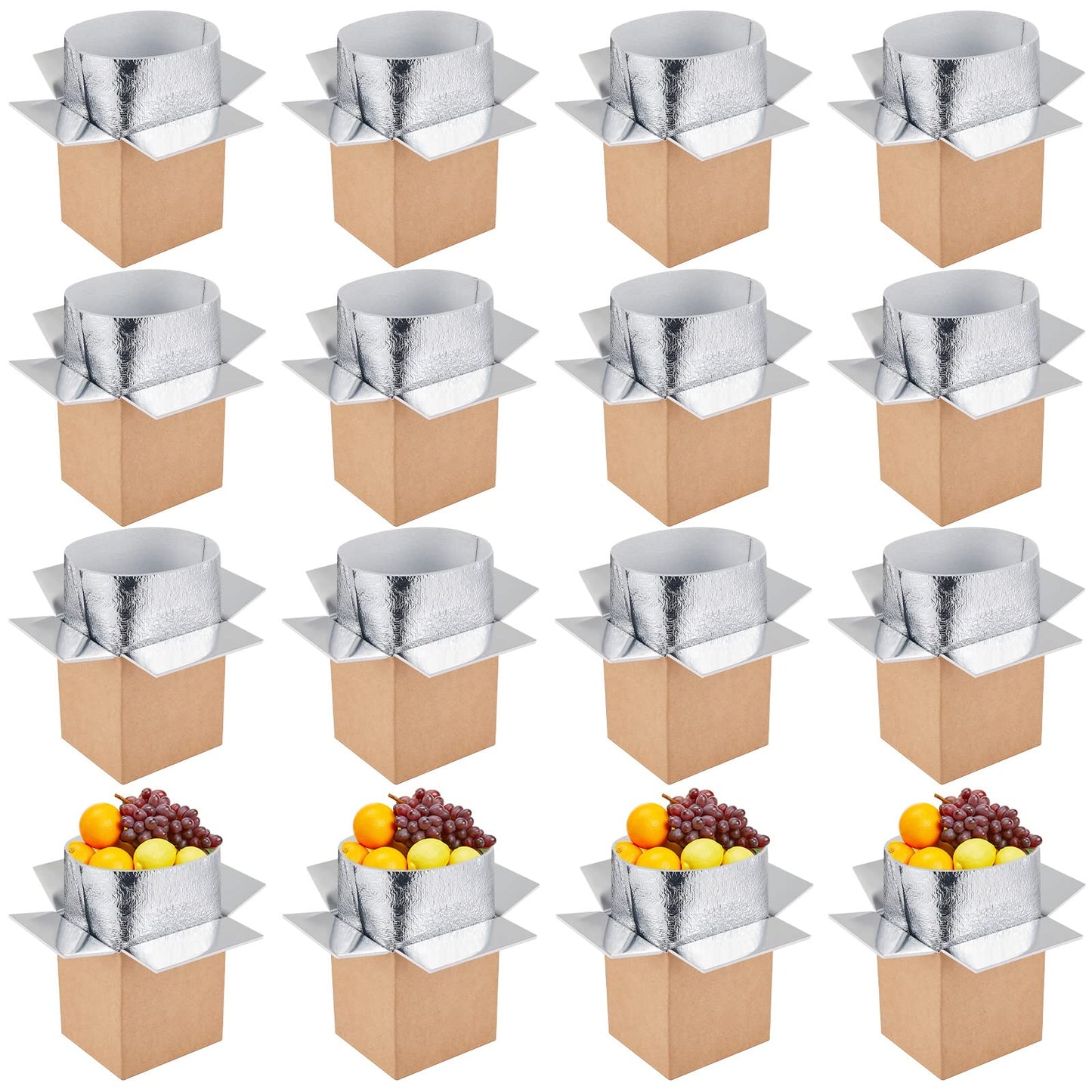 Henoyso 16 Pcs 6.5'' x 6'' x 5'' Small Insulated Cold Shipping Boxes for Frozen Food with Aluminum Foil Liner Insulated Bag Thermal Cooler Cold Pack Boxes for Hot or Fresh Food Mailing Packing
