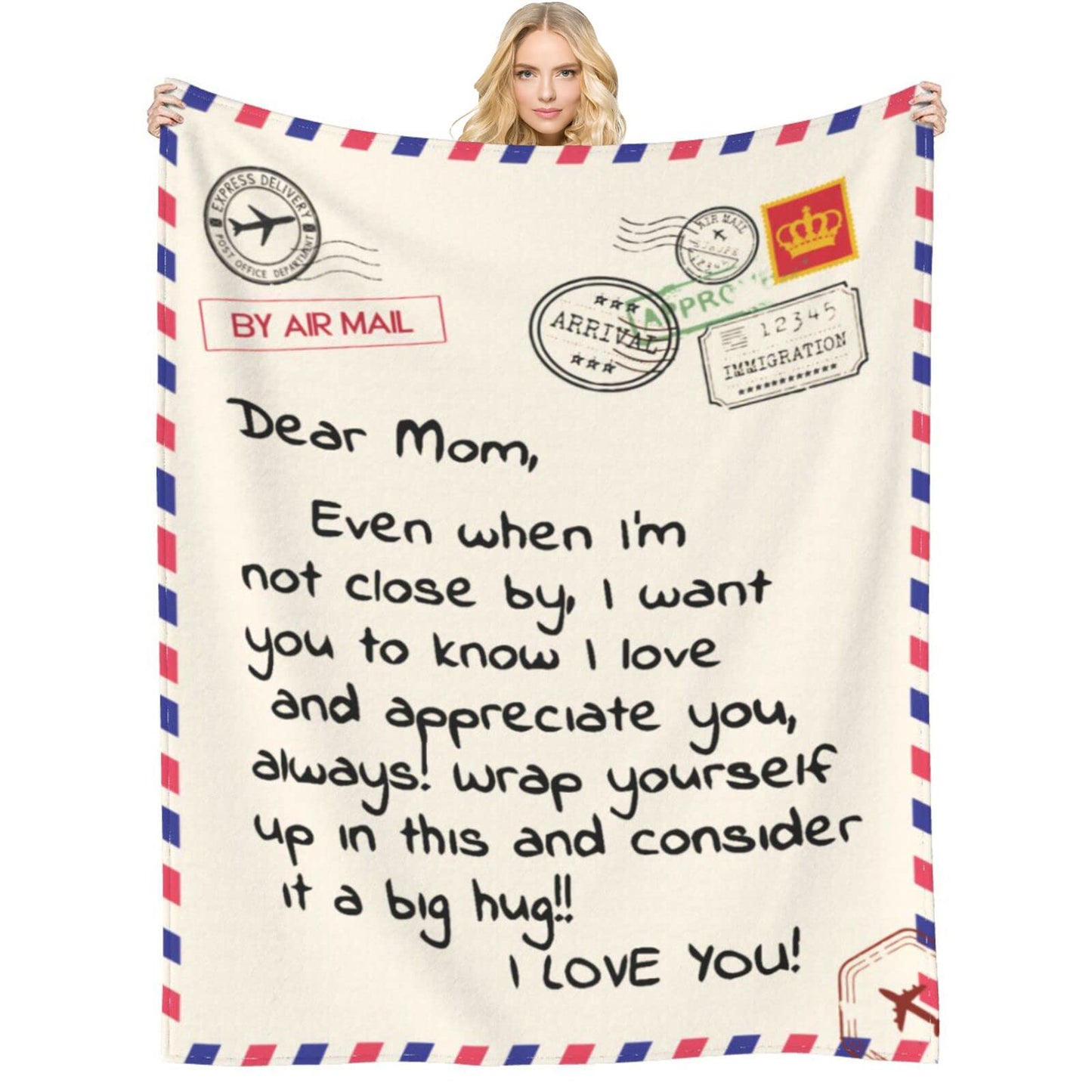 Throw Blankets Anniversary Birthday Gift for Mom from Daughter Son, Dear Mom Blanket for Mother's Day, Super Soft Flannel Throw Blankets for Christmas Valentines Day for Bed Couch(60x80)