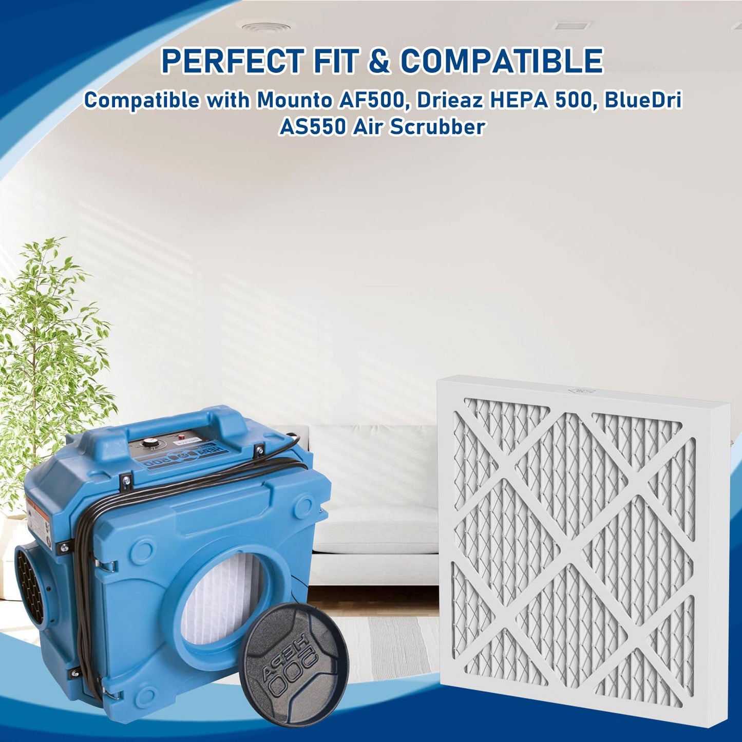 HEPA 550 Air Pre-Filter Replacement Set MERV-13 Compatible with Mounto AF500, Drieaz HEPA 500, BlueDri AS550 Air Scrubber, 16"L x 16"W x 0.75"H, 5 Pack