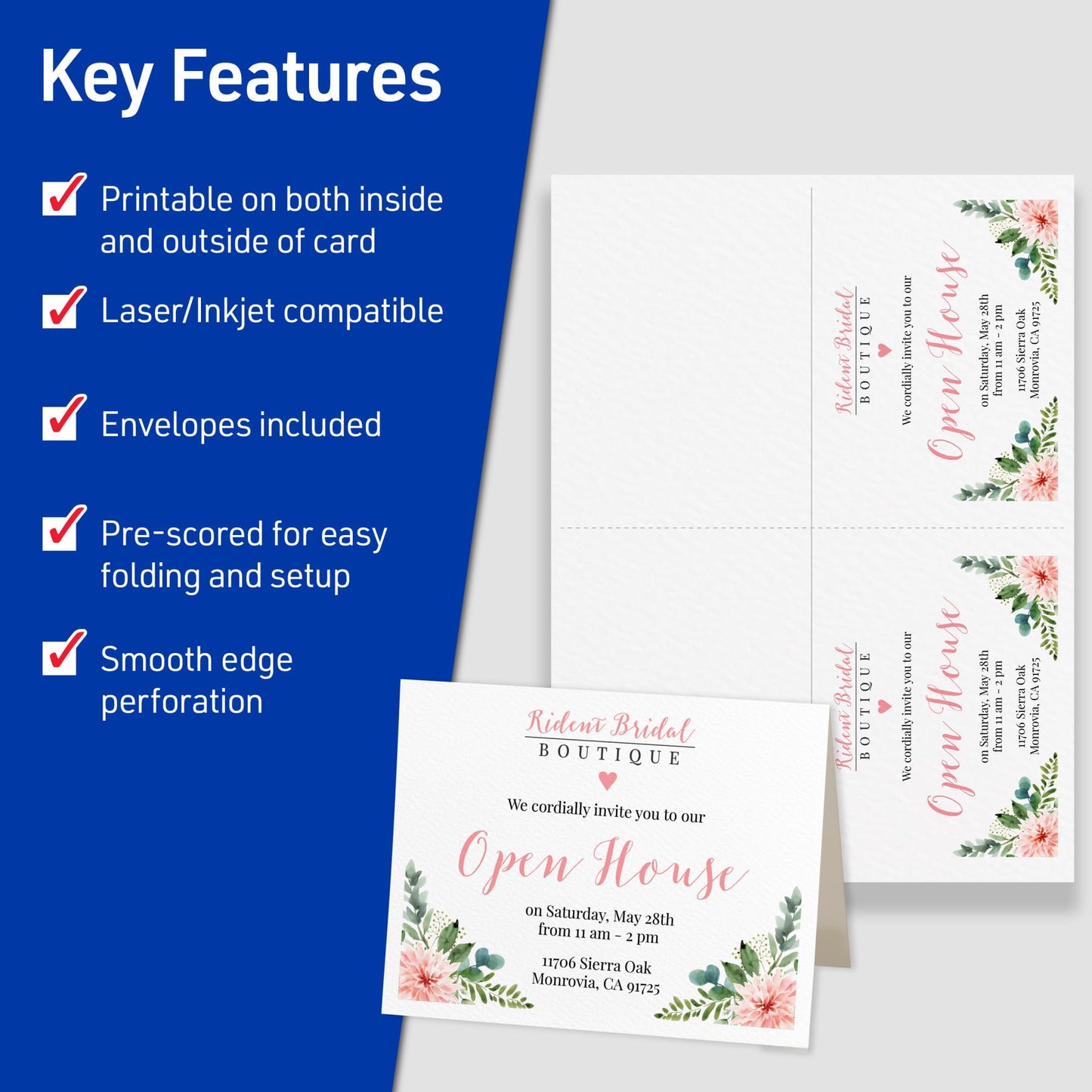 Avery Printable Note Cards, Envelopes Included, 4.25" x 5.5", Textured White, Laser & Inkjet Compatible, 50 Blank Cards per Pack, Great for Product Branding, Marketing, and More (2 Packs of 5813)