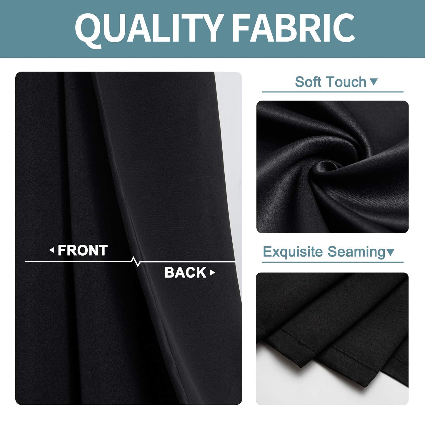 ChrisDowa Grommet Blackout Curtains for Bedroom and Living Room - 2 Panels Set Thermal Insulated Room Darkening Curtains (Black, 42 x 63 Inch)