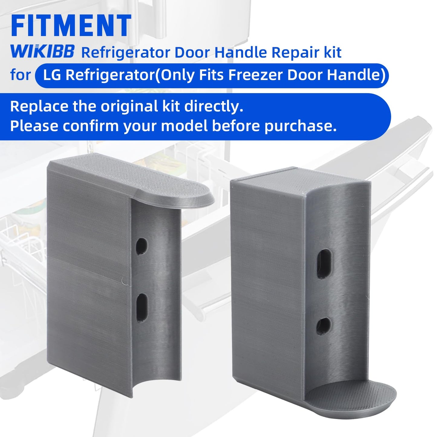 WIKIBB Refrigerator Door Handle Repair Kit Compatible with LG Refrigerator Door Replacement Handles Kit for LG 3651JA2268G LRFC25750SB LRFD25850ST Freezer Door Handle, 2PCS Silver