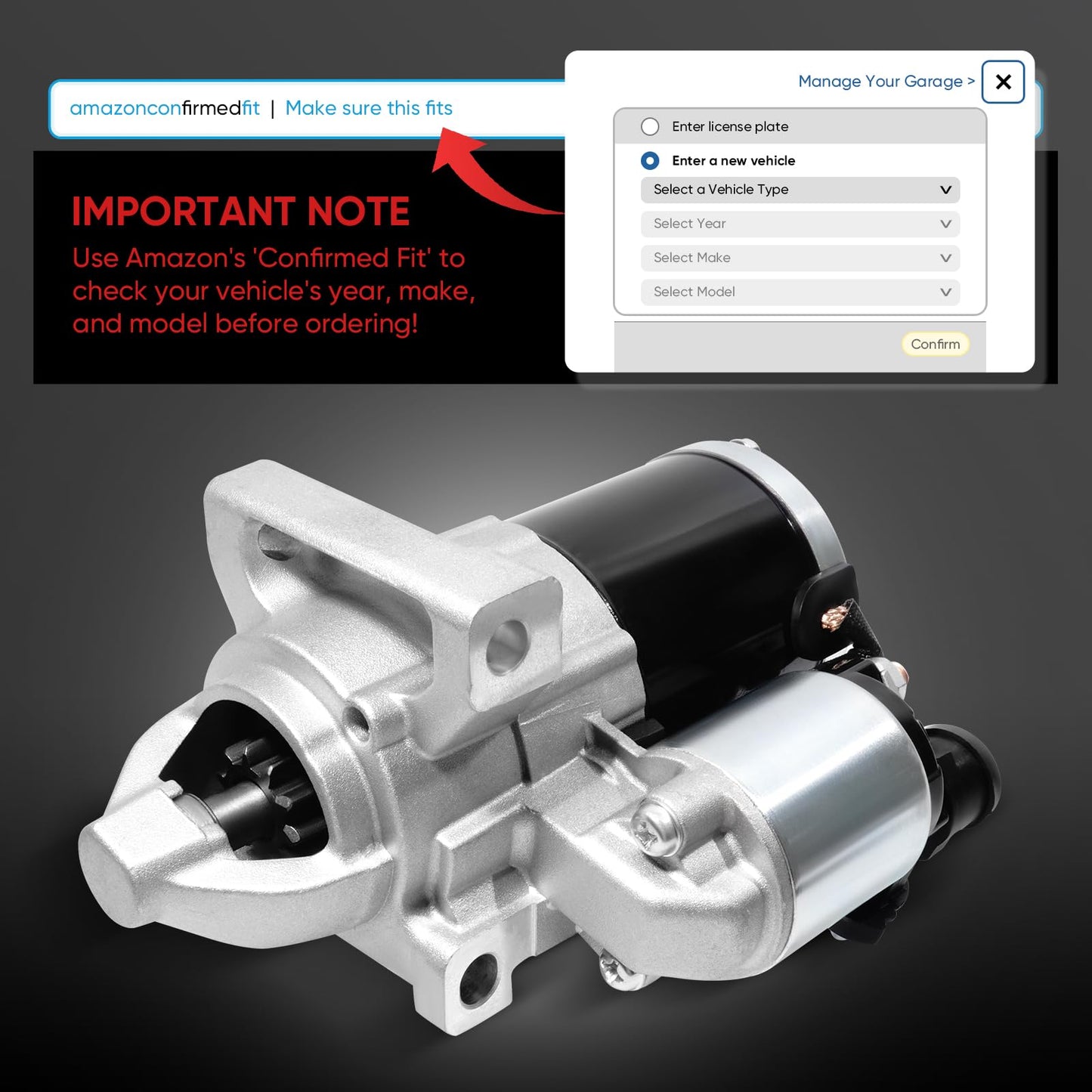 10910N Starter New for 2014-2020 Chevy Silverado 1500 Suburban Tahoe, GMC Sierra 1500 Yukon Savana V6 V8 4.3L 5.3L 6.2L, Cadillac Escalade 2015-2017 V6 V8 4.3L 5.3L 6.2L, 12655055 M000T24072