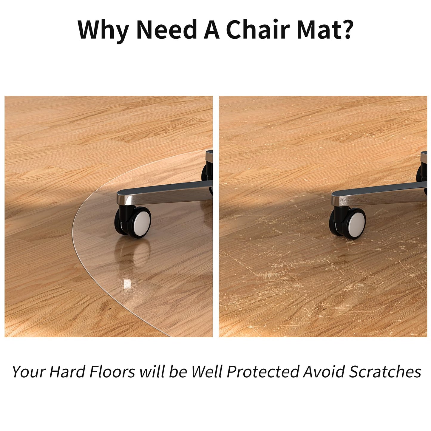 WASJOYE Office Chair Mat for Hard Floor, 48" Round Transparent Hard Floor Protector Home Floor Mat for Computer Desk Rolling Chair