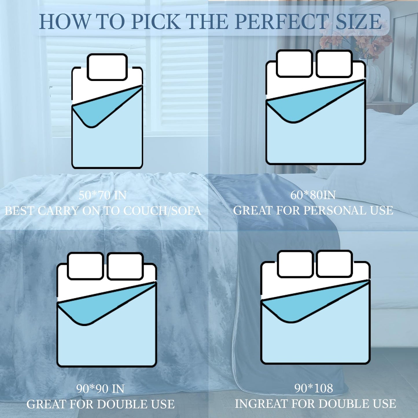 Qieryun Cooling Blanket Queen Size (90"X90"), Cold Blanket for Hot Sleepers, Ultra-Cool Lightweight & Breathable, Soft Thin for Night Sweats, Bed & Couch