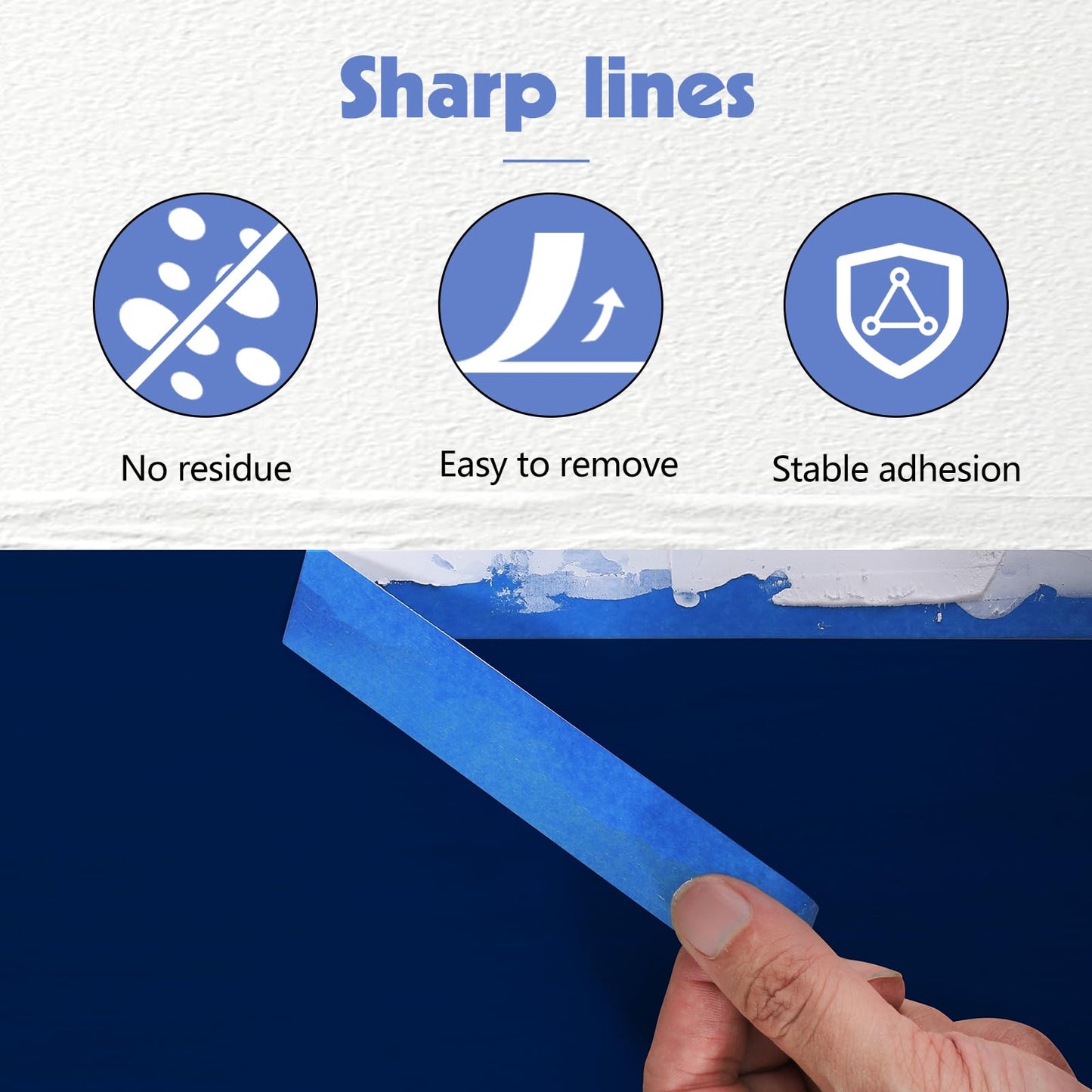 Fyguard 30Rolls Blue Painters Tape 1 Inch Wide 0.94In x 1650 Total Yards Bulk Blue Masking Tape, Heat Resistant Washi Tape for Wall Painting DIY Projects, Sharp Lines