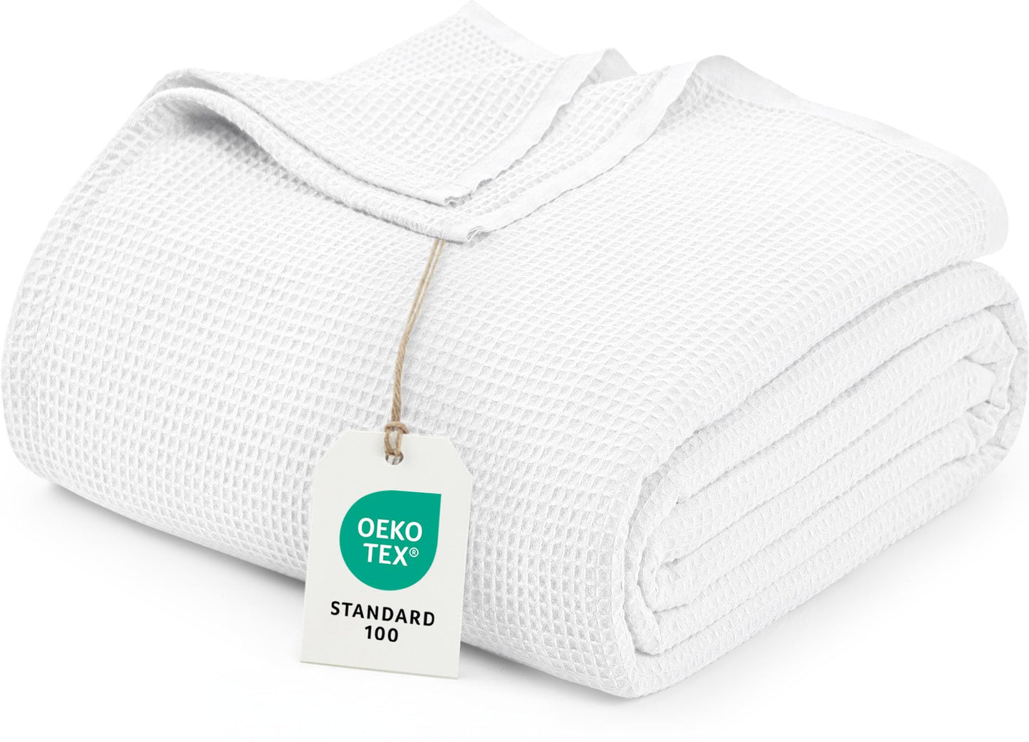 Utopia Bedding White Waffle Blanket Queen Size Soft Lightweight Breathable Cotton Blend Bed Blanket for All Seasons Luxury Throws for Bed Couch and Sofa