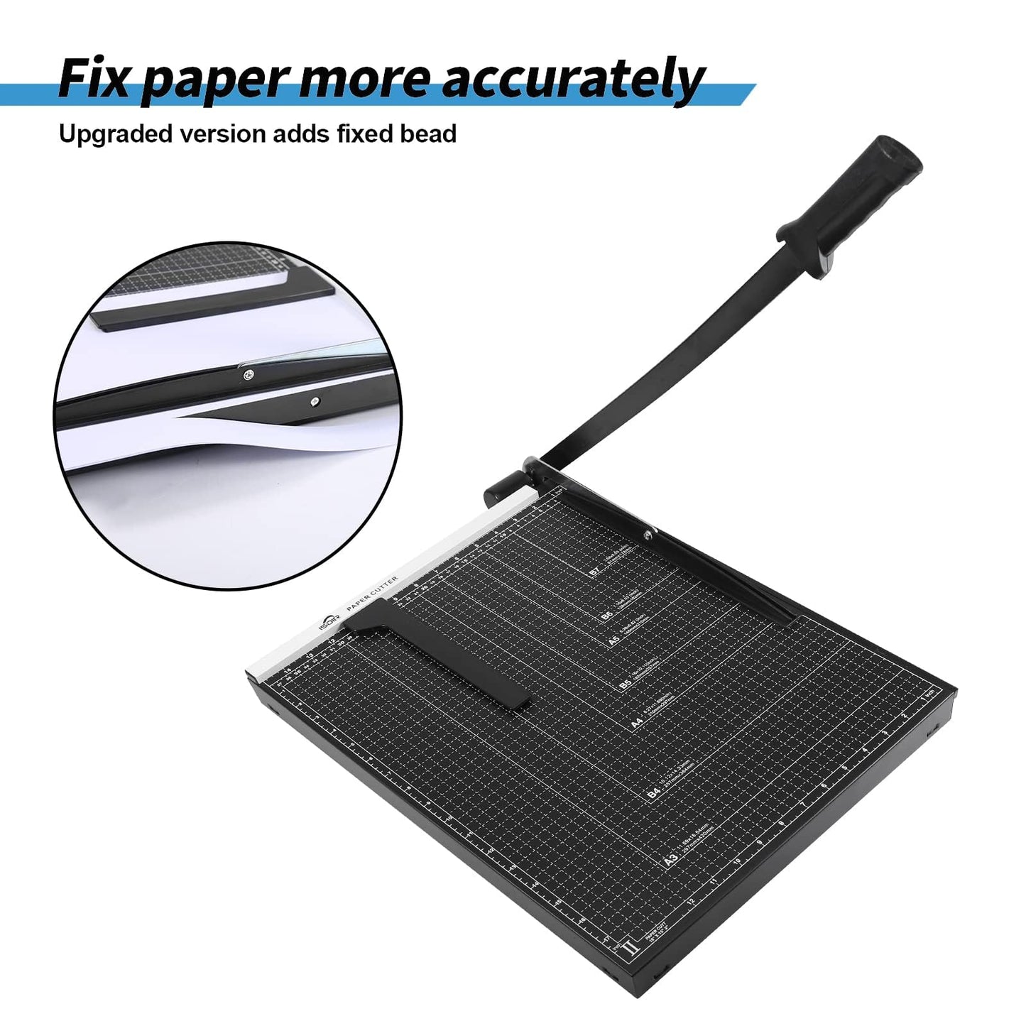 ISDIR Guillotine Paper Cutter 18" with Integrated Pressure Bar – Heavy Duty Metal Base, 15 sheet Capacity, Magnetic Guide & Safety Guard – Precision Trimmer for Cardstock, Crafts, DIY, Photos & Office