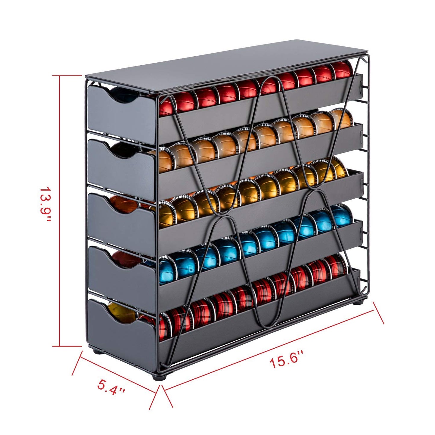 FlagShip for Nespresso Pod Holder Drawer Large Mullti Tier Coffee Pod Holder Vertuo (5 Tier (100Pods))