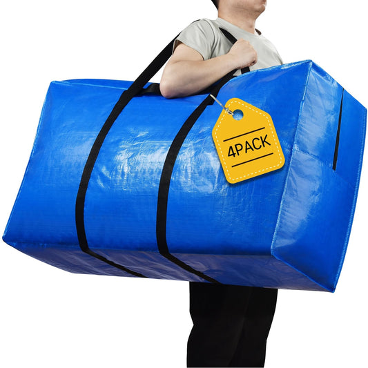 57 Gallon Extra Large Storage Bags, XXL Jumbo Large Moving Bags Heavy Duty, Storage Totes Moving Boxes Supplies for College, Foldable Duffle Bag for Travel, Christmas Tree Bag, 42x23x13.5inch - 4PACK