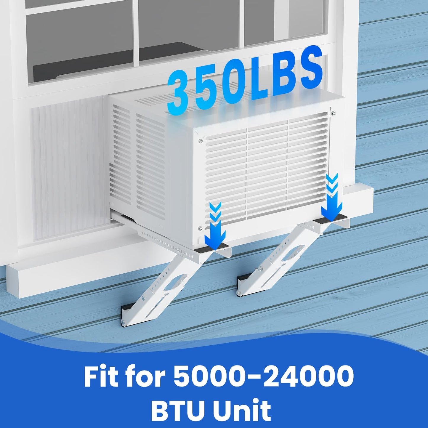 Cestluck No Drill Window AC Support Bracket: Adjustable Air Conditioner Support Bracket, Heavy Duty, Fits Single & Double-Hung Windows, Universal Units for 5000-24000 BTU, Up to 350 lbs