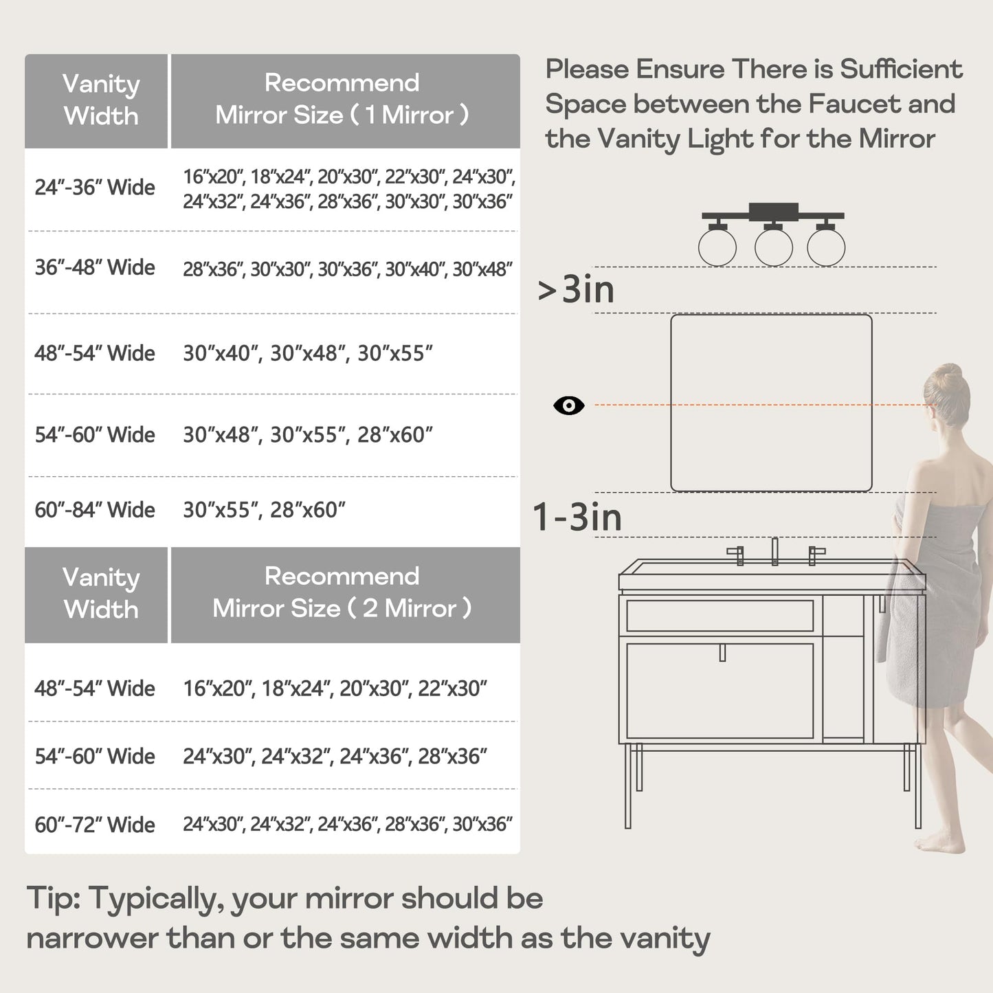 Minuover Wall Mount Mirror for Bathroom, Brush Black Metal Framed Rounded Corner Rectangular Vanity Mirror (20" x 30", Black)